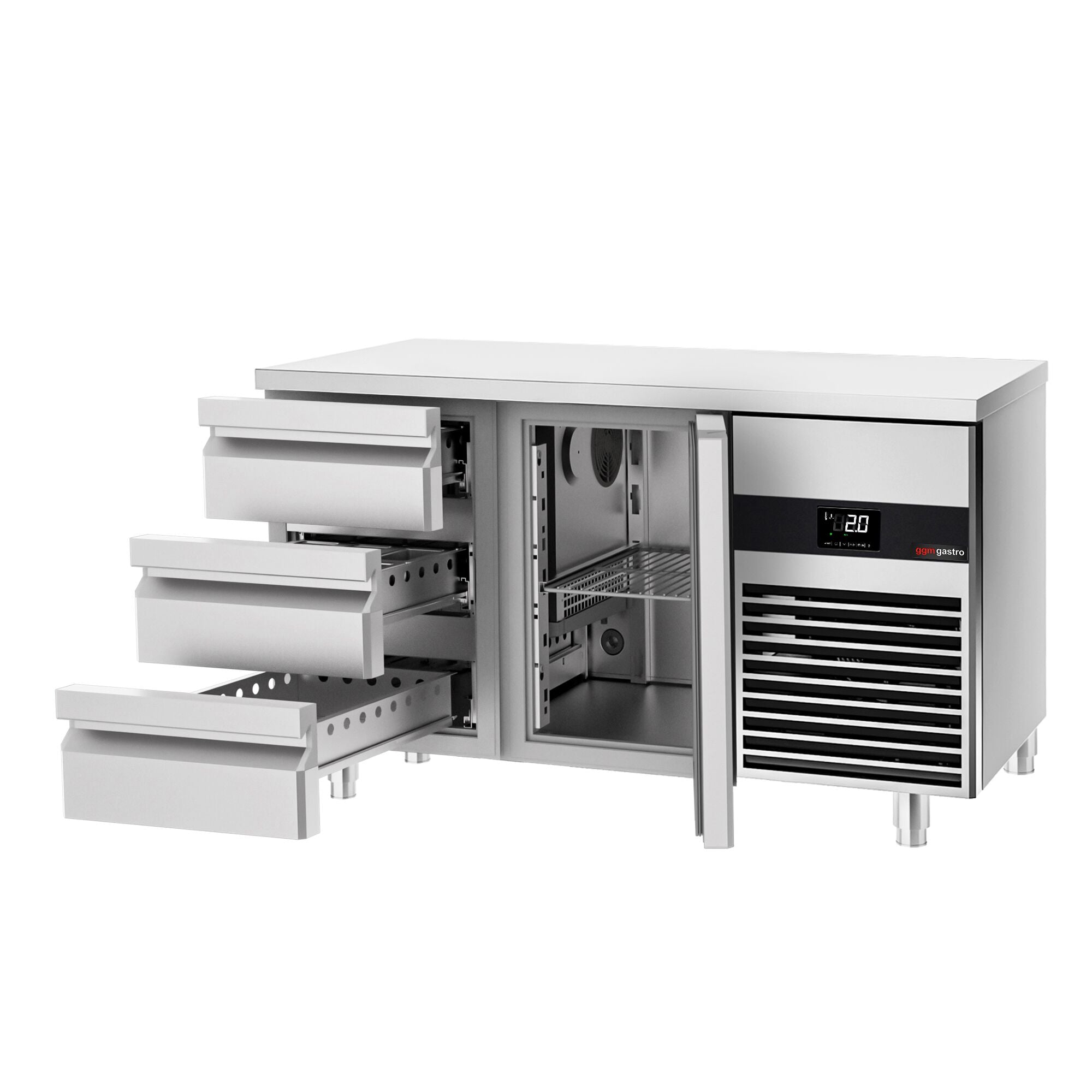 Cooled counter premium - 1400x700mm - 1 door & 3 drawers