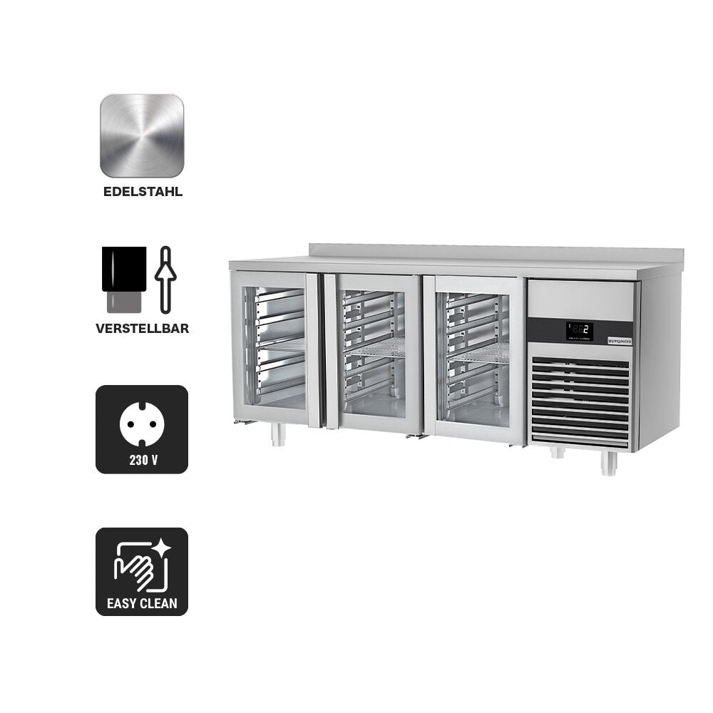 Cooling counter premium - 1865x700mm & 3 glass doors & back