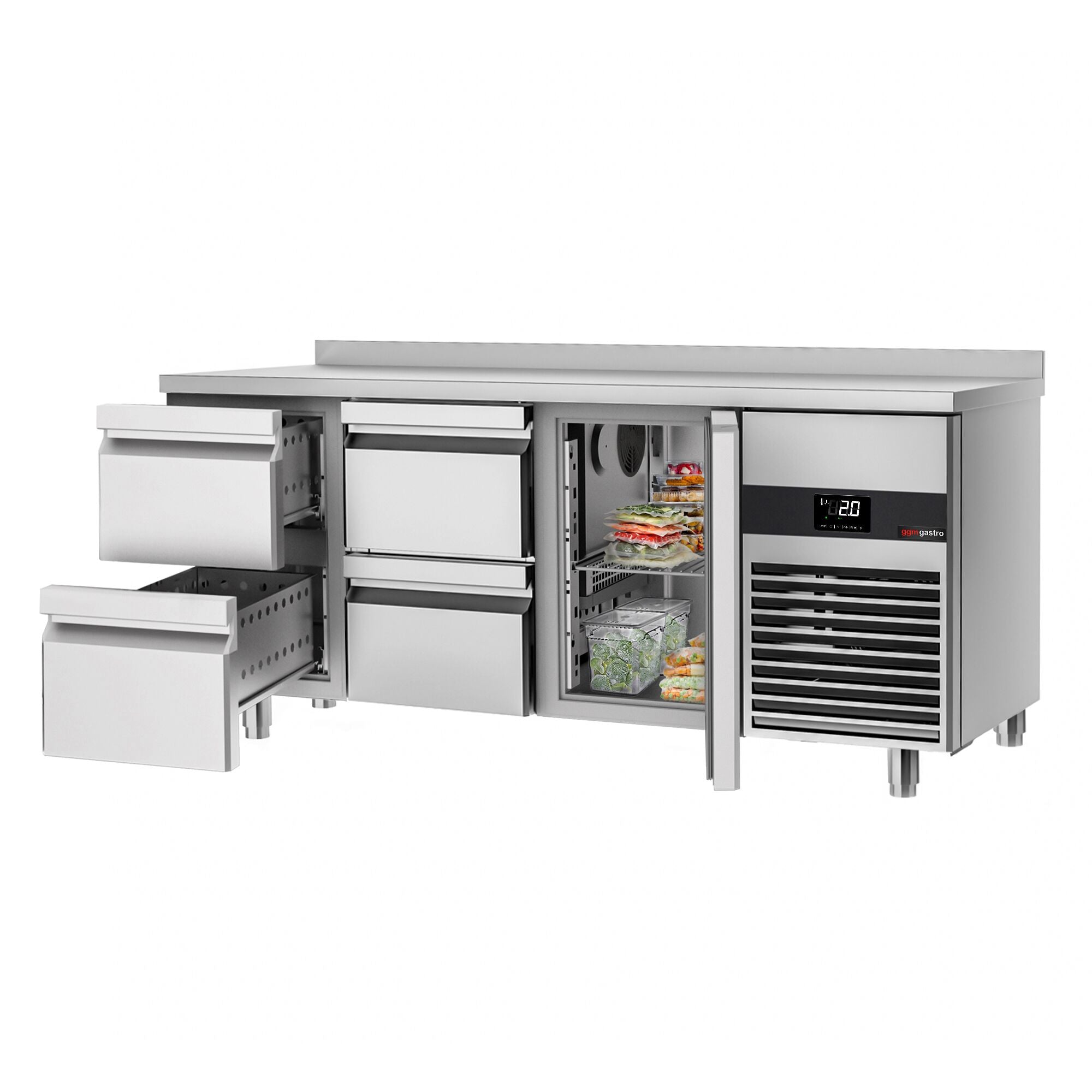 Cooling counter premium - 1865x700mm - 1 door & 4 drawer & back