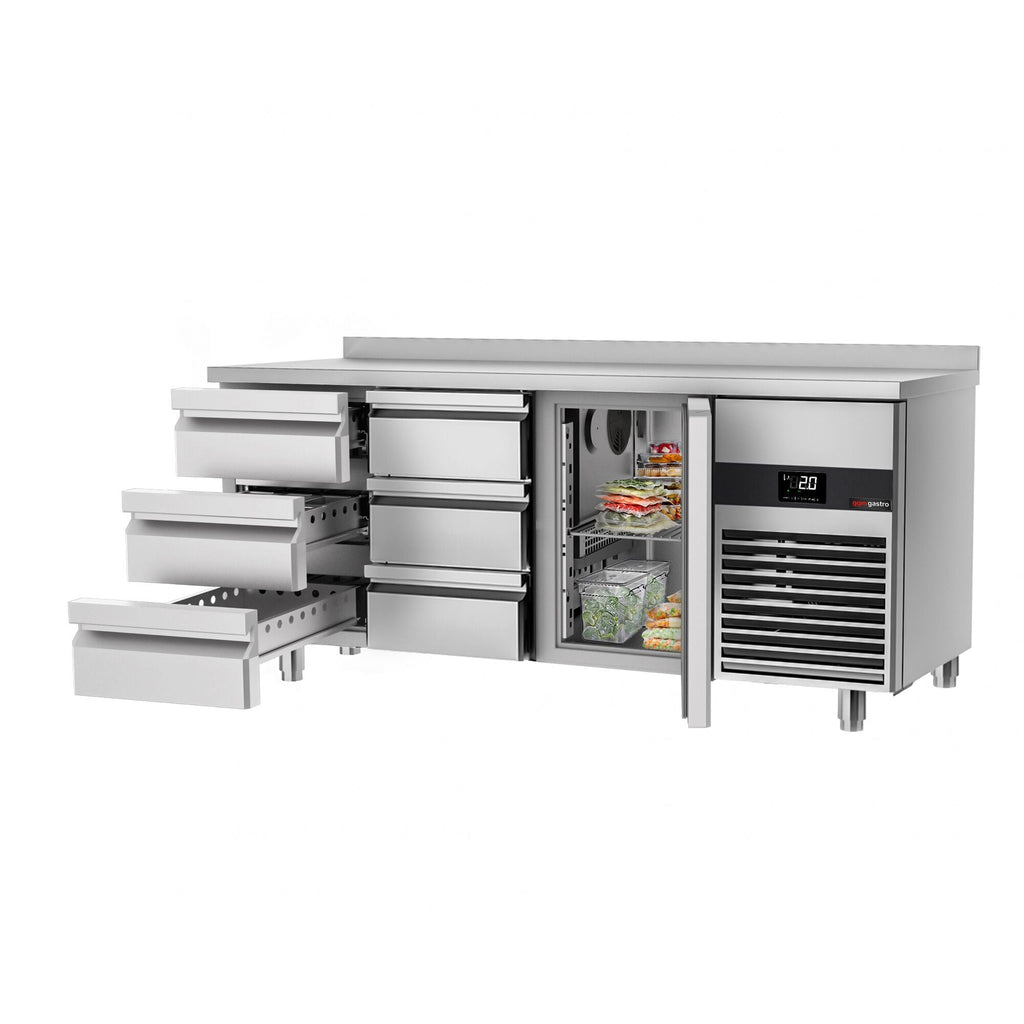 Cooling counter premium - 1865x700mm - 1 door & 6 drawers & backs