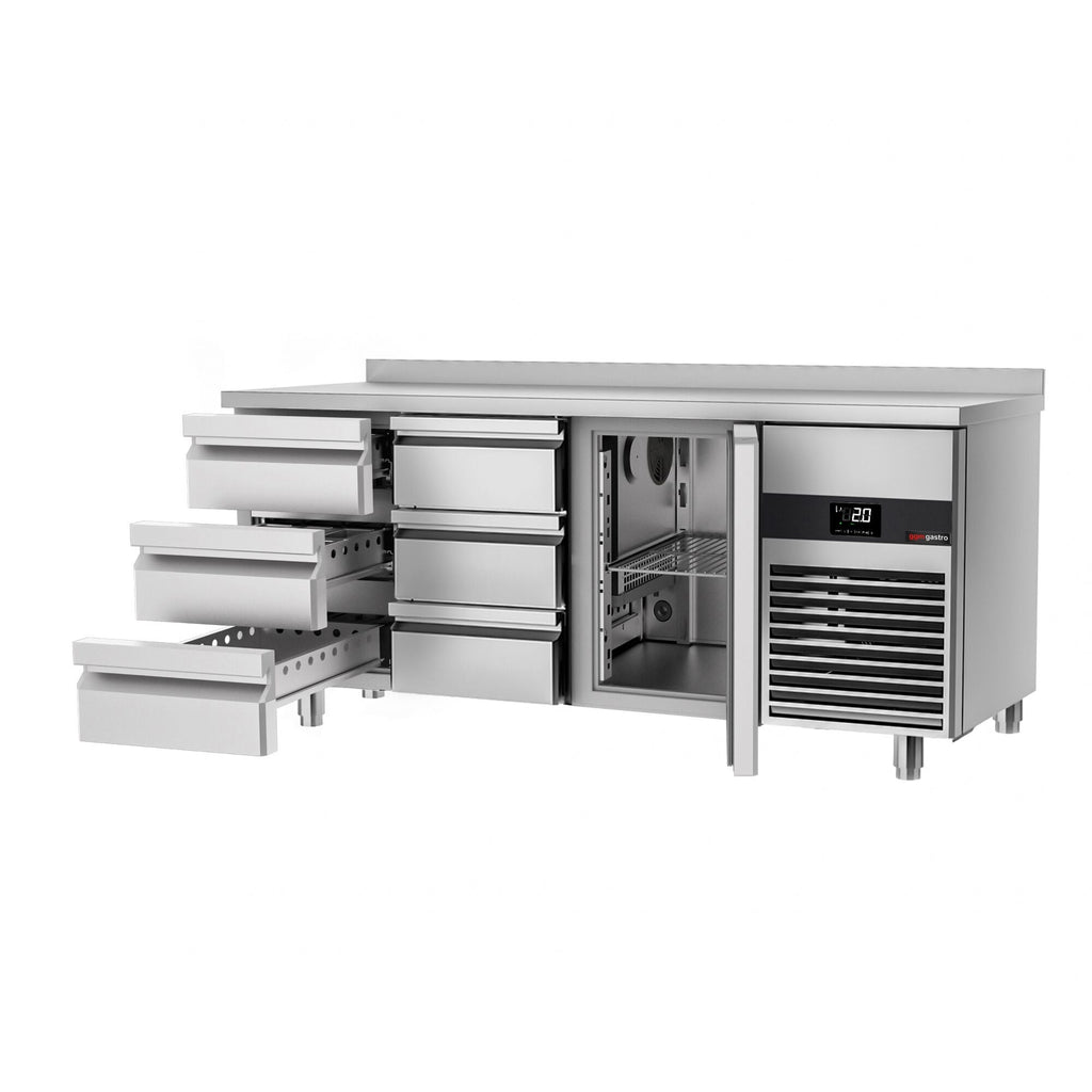 Cooling counter premium - 1865x700mm - 1 door & 6 drawers & backs