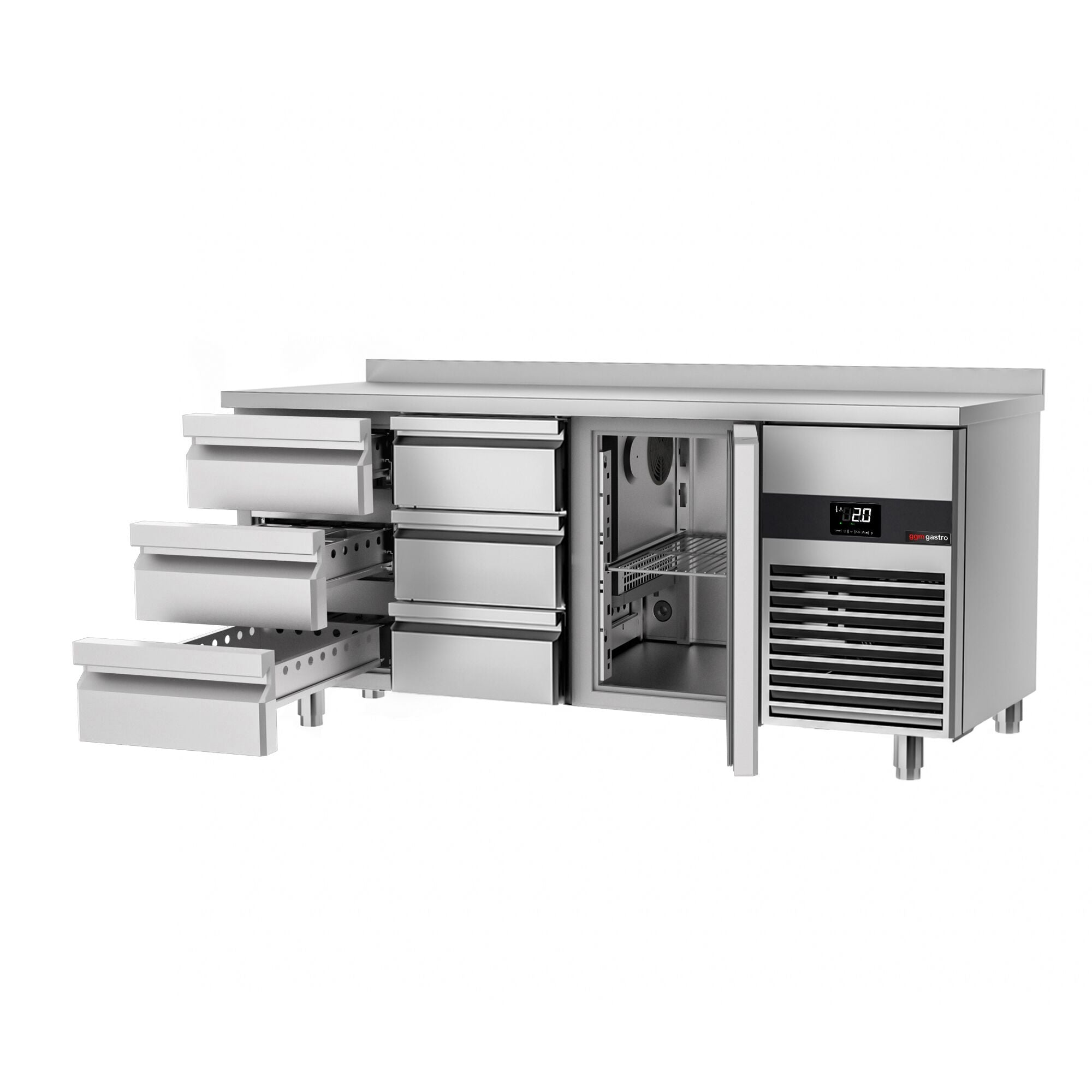 Cooling counter premium - 1865x700mm - 1 door & 6 drawers & backs