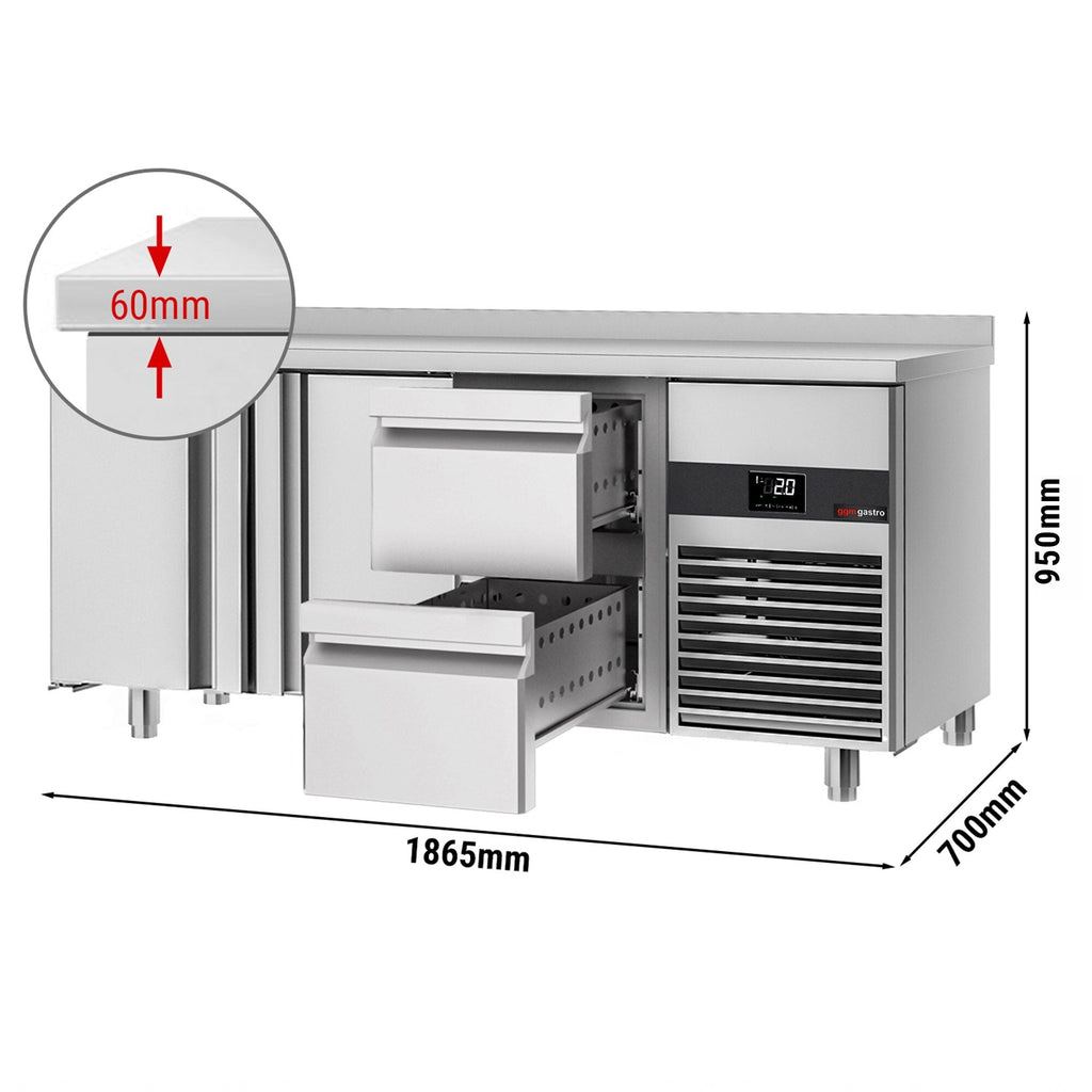 Cooling counter premium - 1865x700mm - 2 doors & 2 drawers & backs