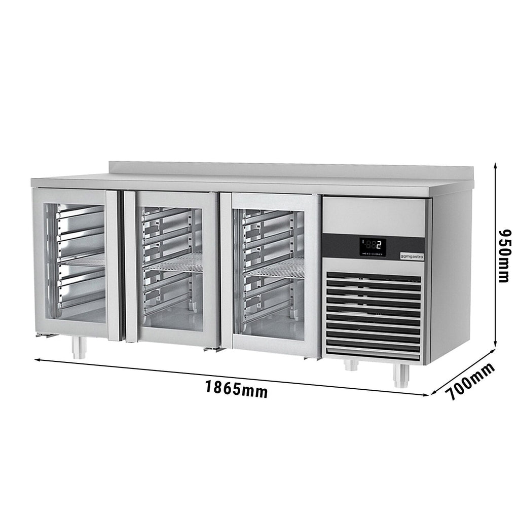 Cooling counter premium - 1865x700mm & 3 glass doors & back