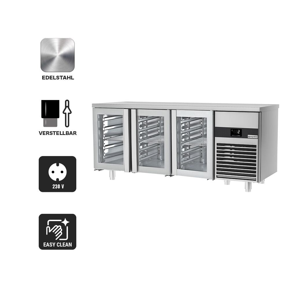 Cooled counter premium -1860x700mm - 3 glass doors