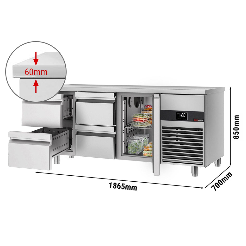 Cooling counter premium - 1865x700mm - 1 door & 4 drawers