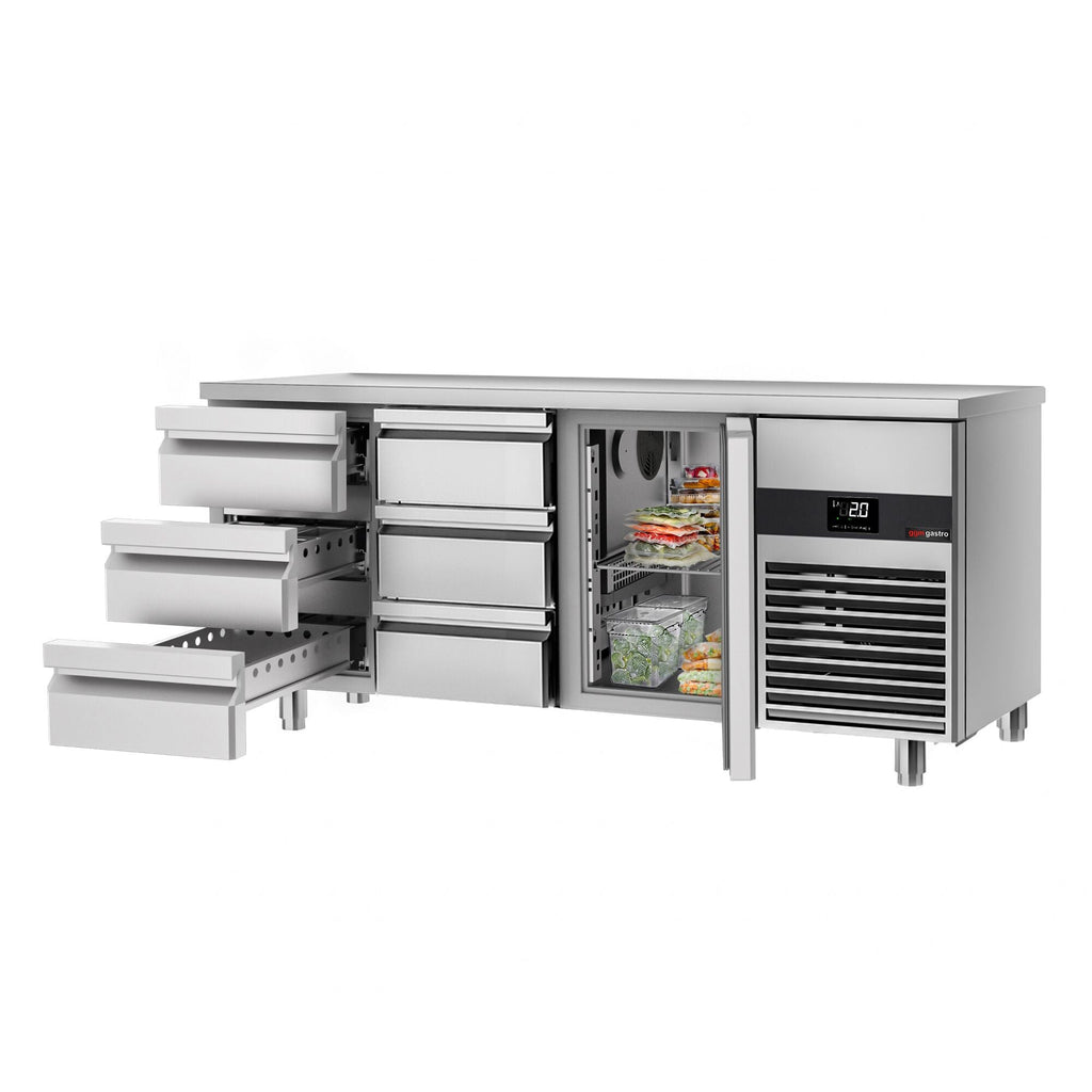 Cooling counter premium - 1865x700mm - 1 door & 6 drawers