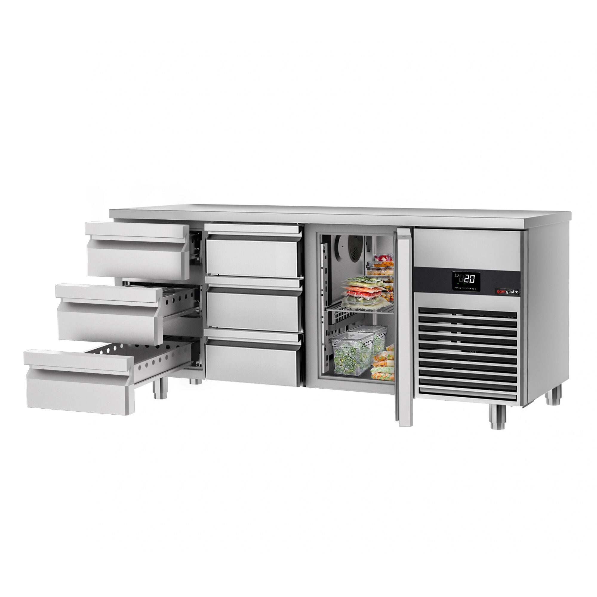 Cooling counter premium - 1865x700mm - 1 door & 6 drawers