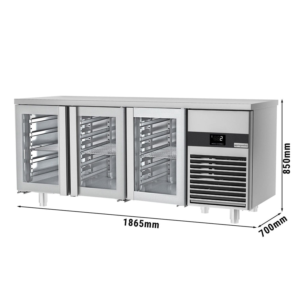 Cooled counter premium -1860x700mm - 3 glass doors