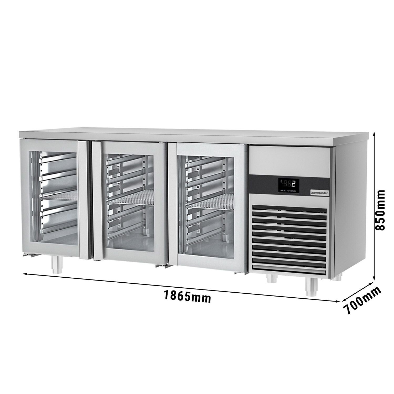 Cooled counter premium -1860x700mm - 3 glass doors