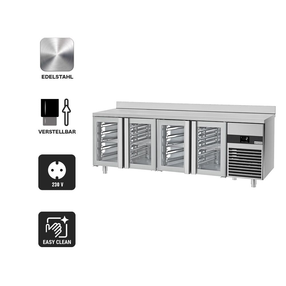 Cooling counter premıum -2300x700mm - 4 glass doors & backed
