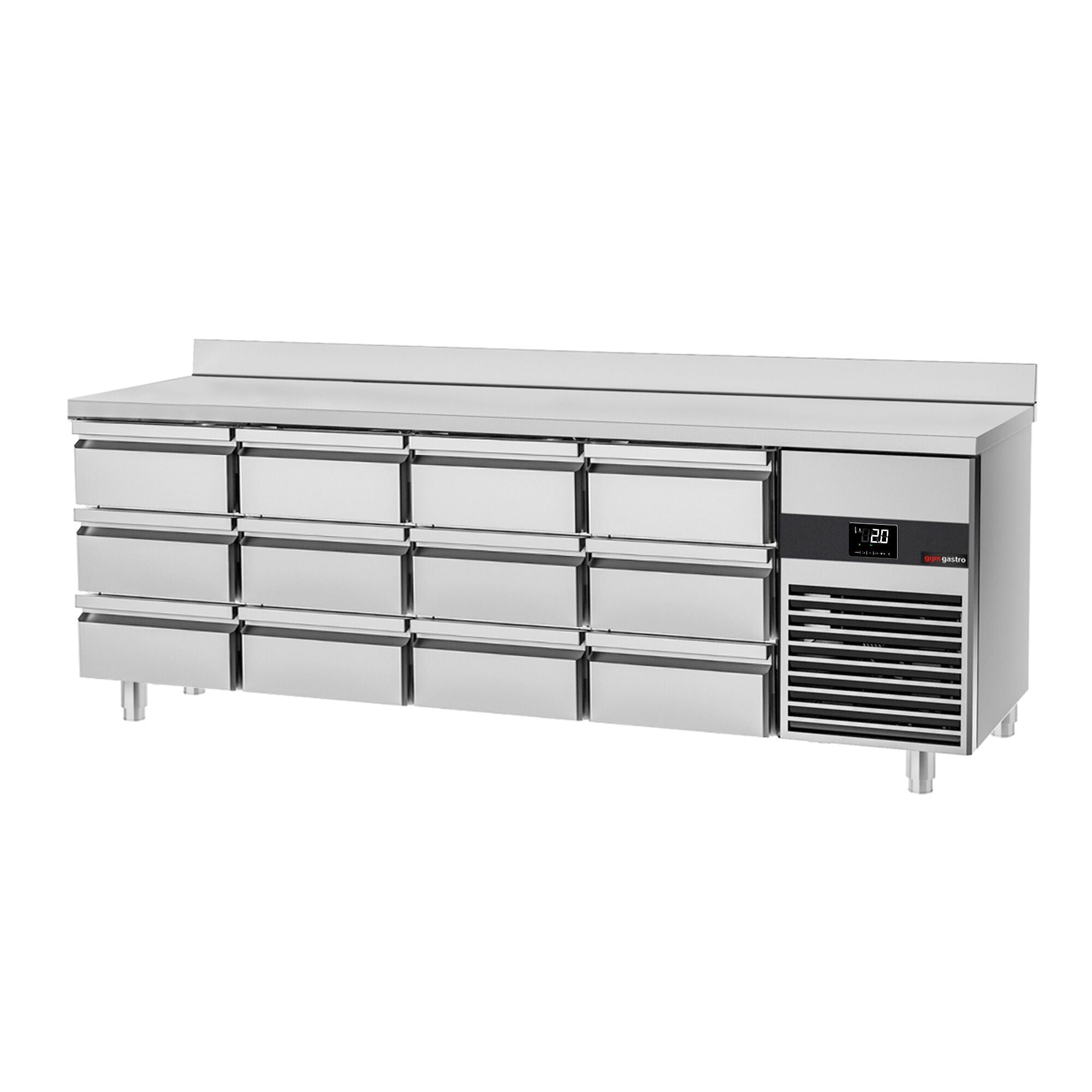 Cooling counter premium - 2330x700mm - 12 drawers & backed