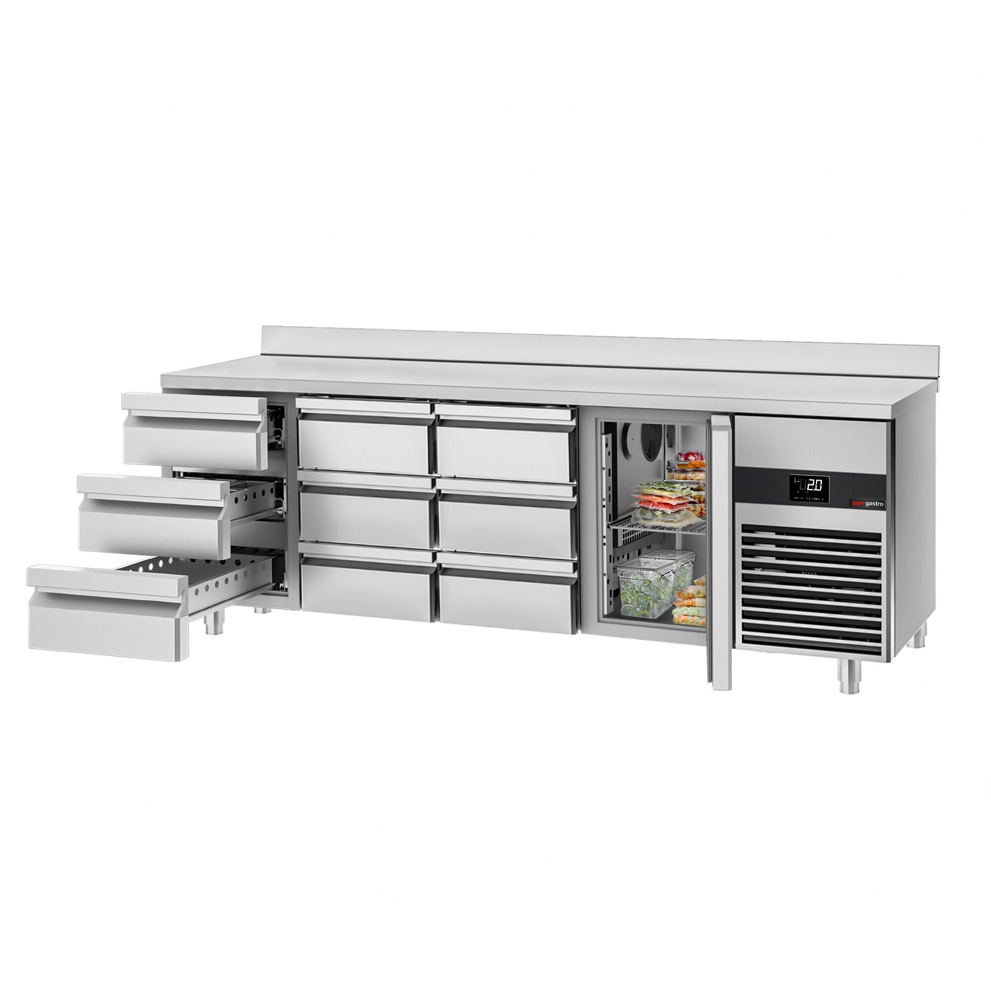Cooling counter premıum -2330x700mm -1 door & 9 drawer -& Back