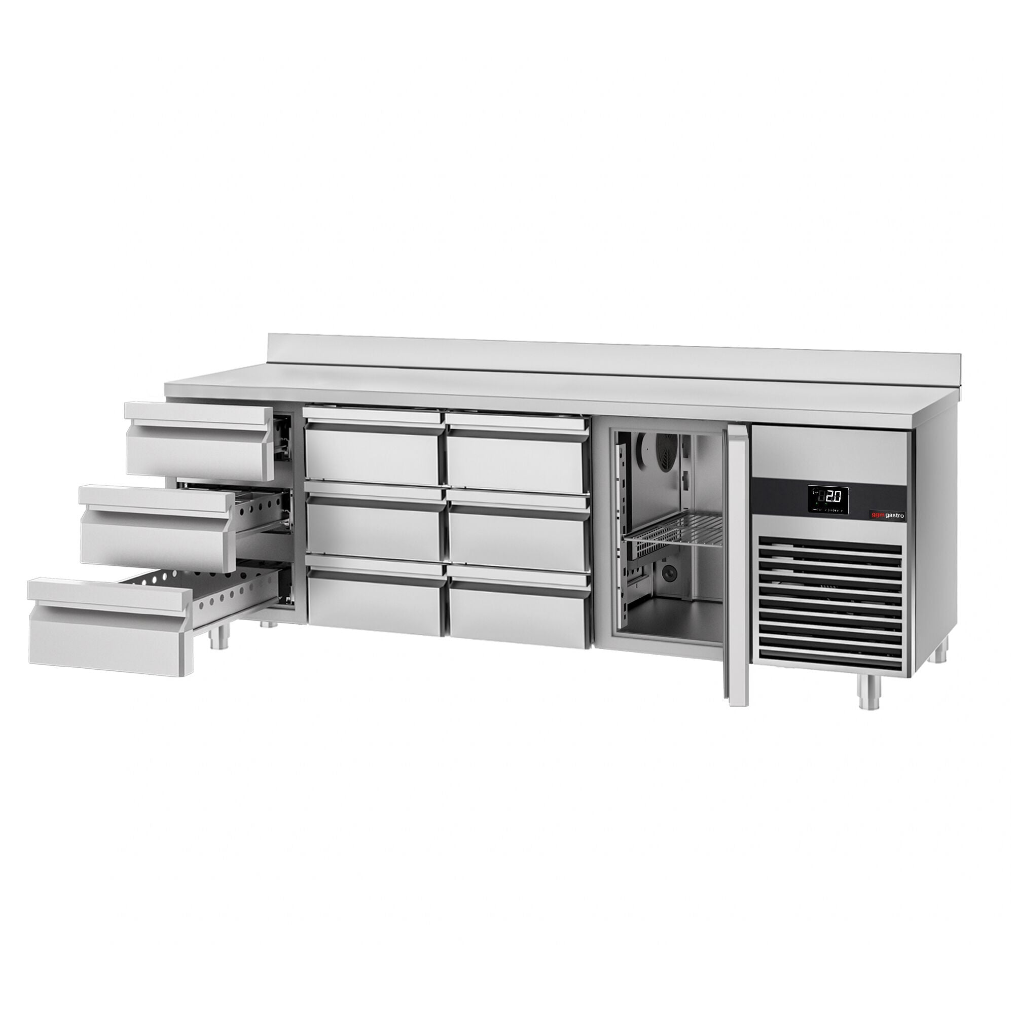 Cooling counter premıum -2330x700mm -1 door & 9 drawer -& Back