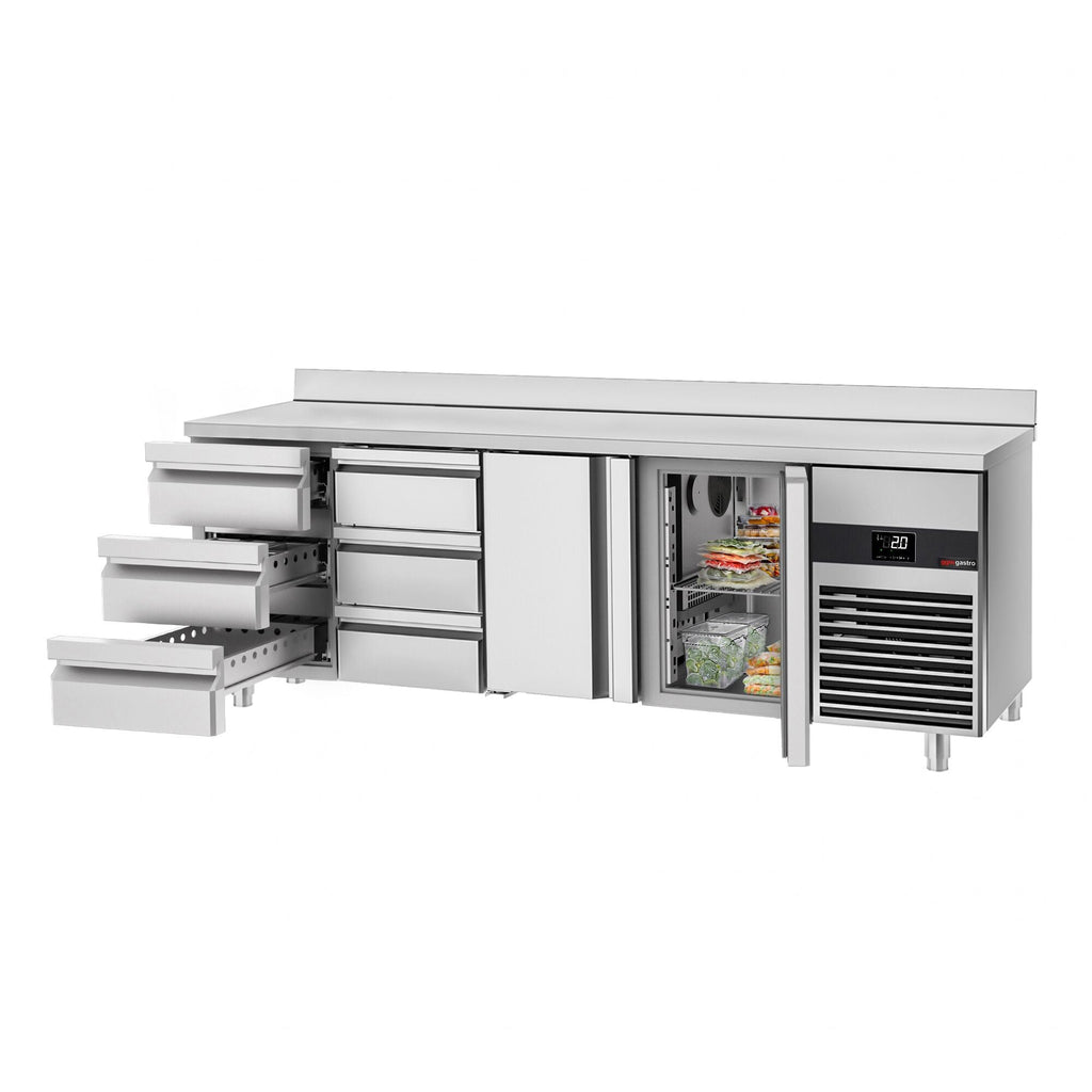 Cooling counter premıum - 2330x700mm - 2 doors & 6 drawers & Back
