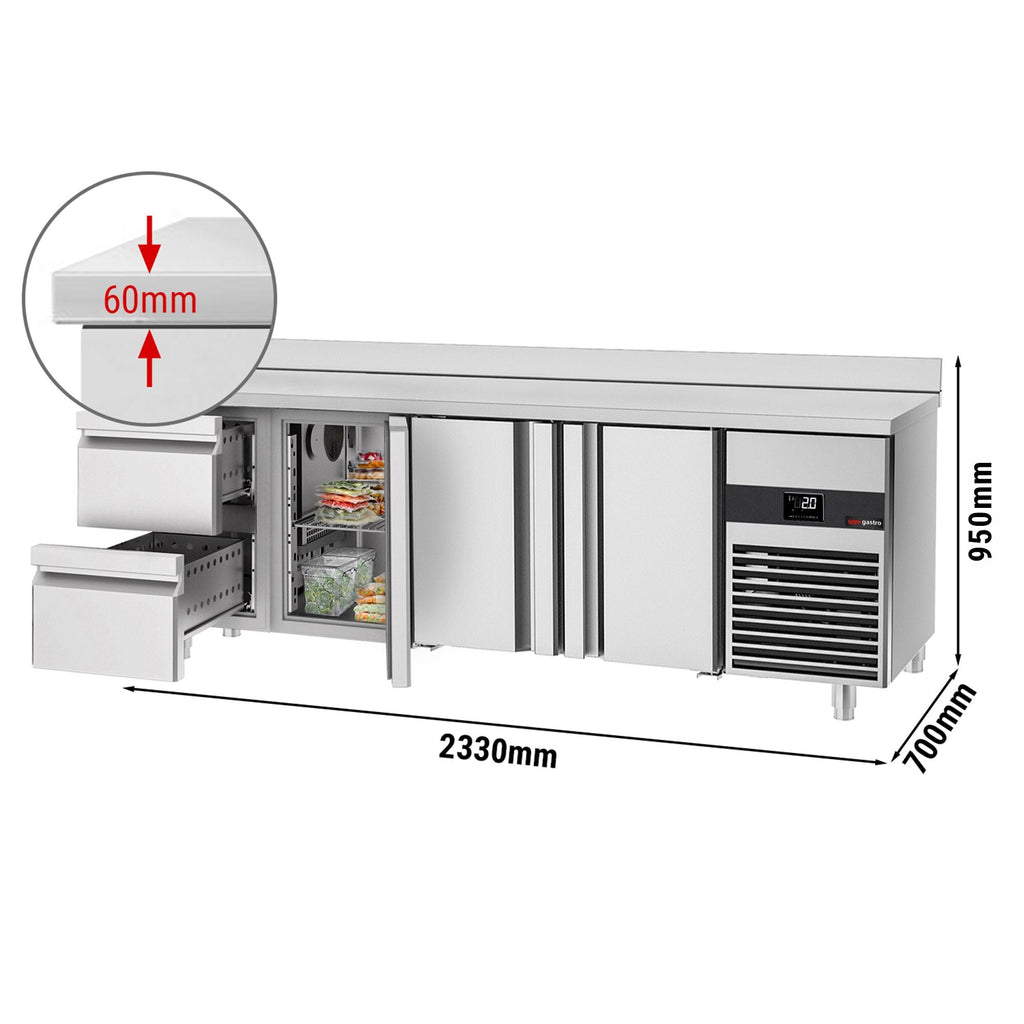 Cooling counter premıum - 2330x700mm - 3 doors & 2 drawers & Back