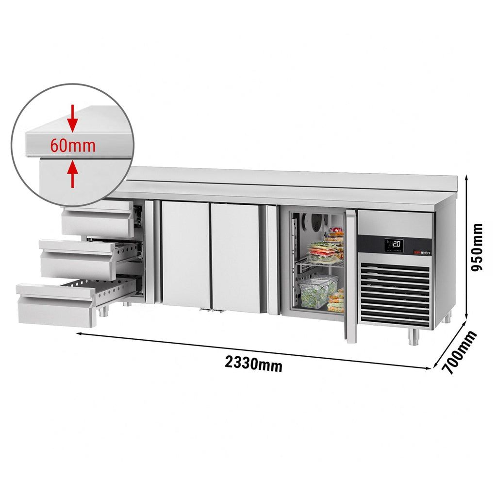 Cooling counter premıum - 2330x700mm - 3 doors & 3 drawers & backs