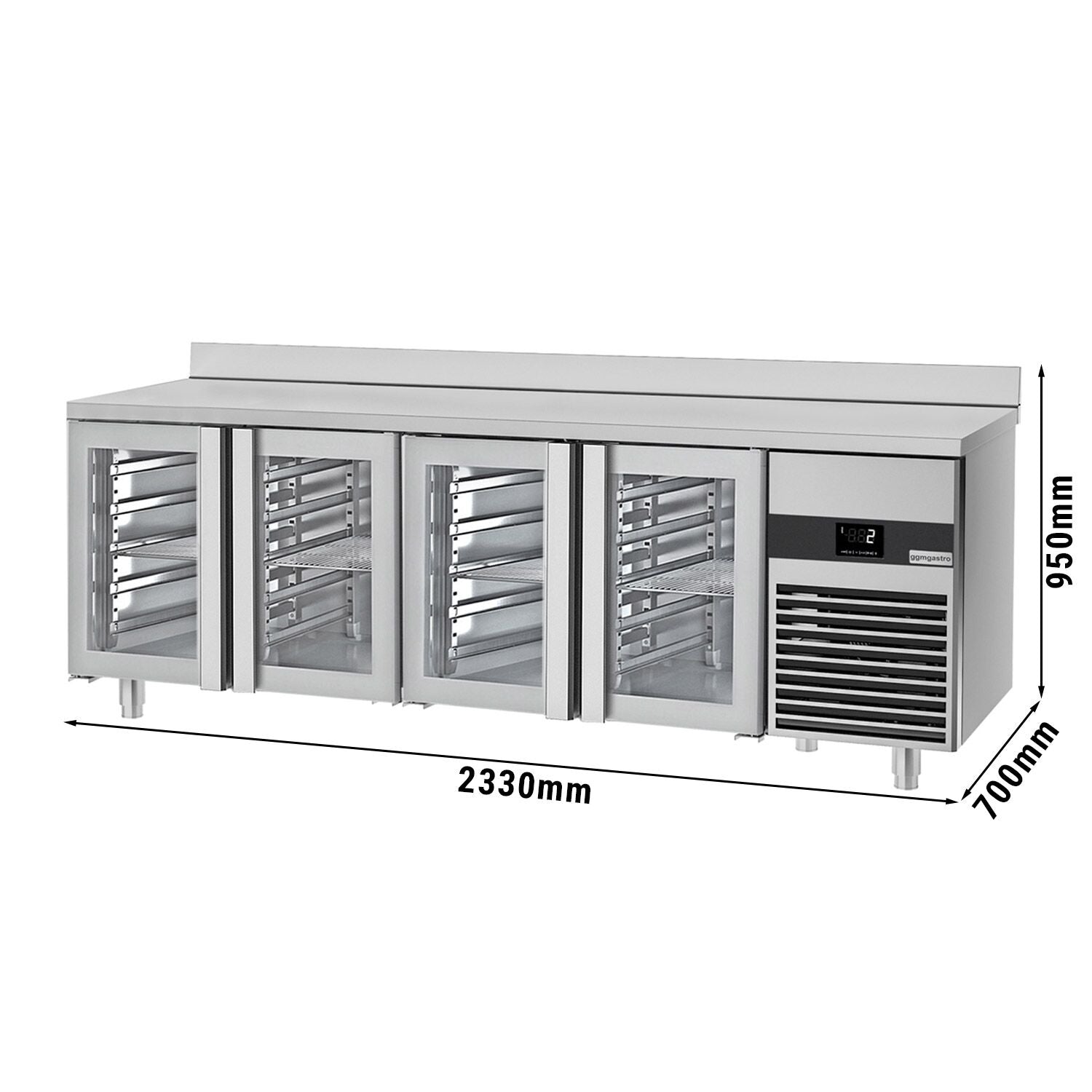 Cooling counter premıum -2300x700mm - 4 glass doors & backed