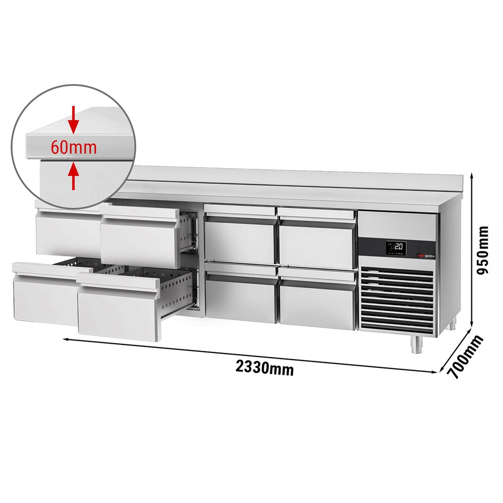 Cooling counter premıum - 2330x700mm - 8 drawer & backed