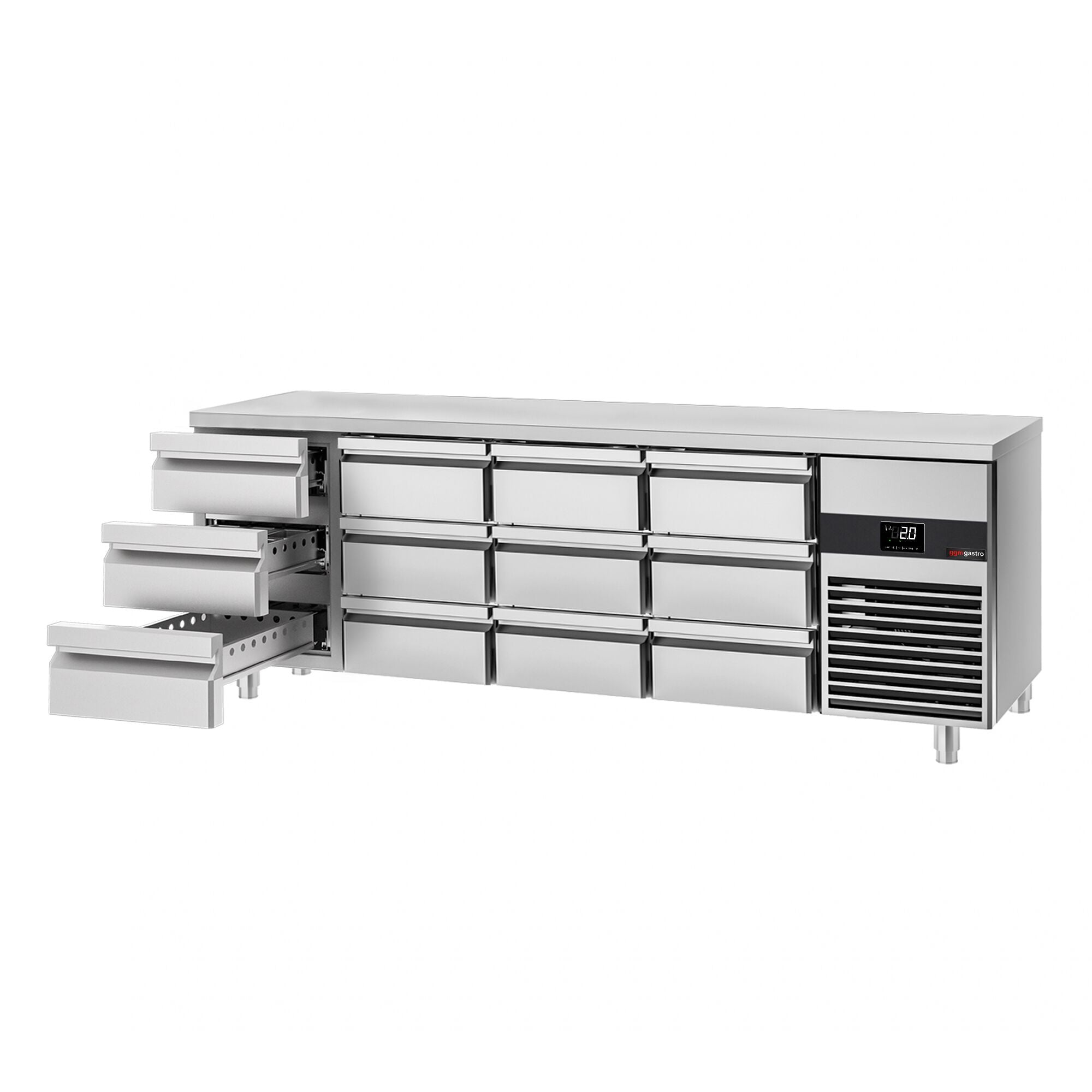 Cooled counter premium - 2330x700mm -12 drawers
