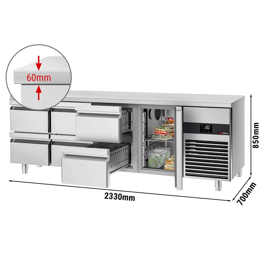 Cooling counter premium - 2330x700mm - 1 door & 6 drawers