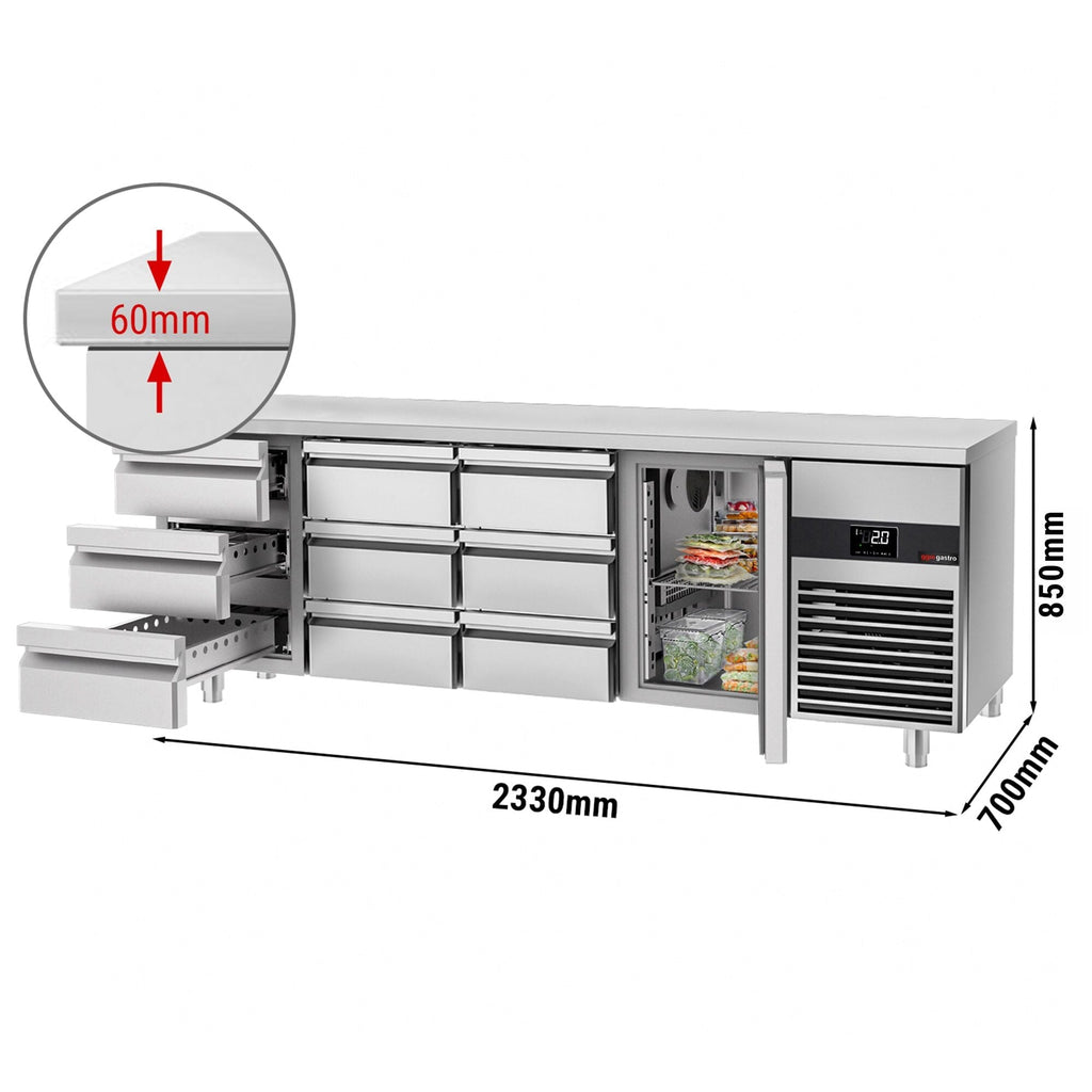 Cooled counter premium - 2330x700mm - 1 door & 9 drawers
