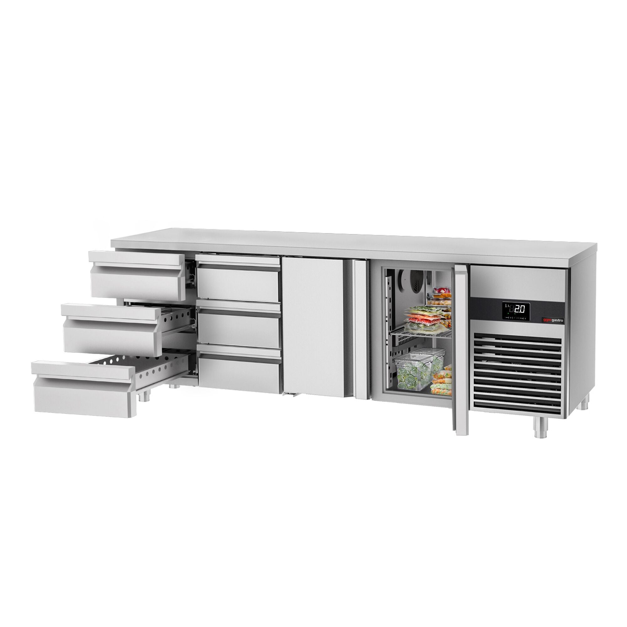 Cooling counter premium - 2330x700mm - 2 doors & 6 drawers