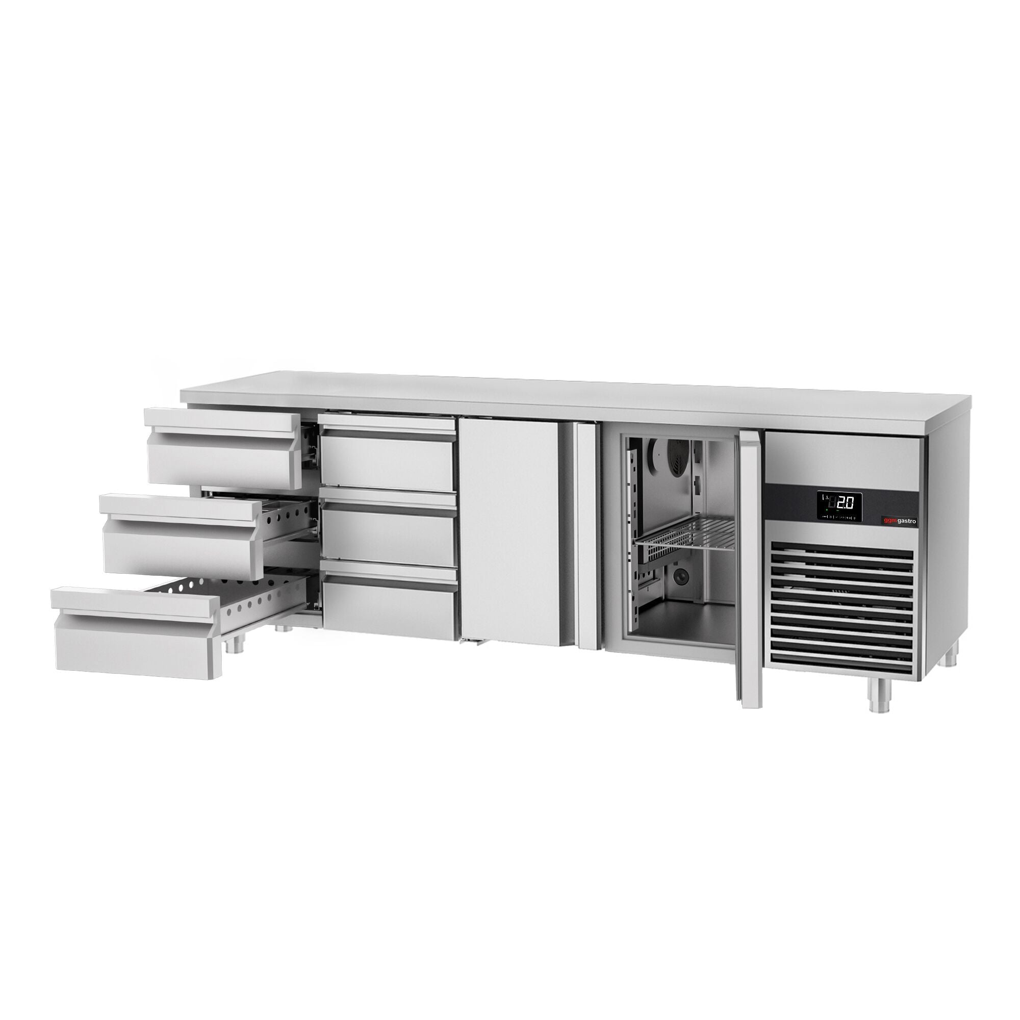 Cooling counter premium - 2330x700mm - 2 doors & 6 drawers