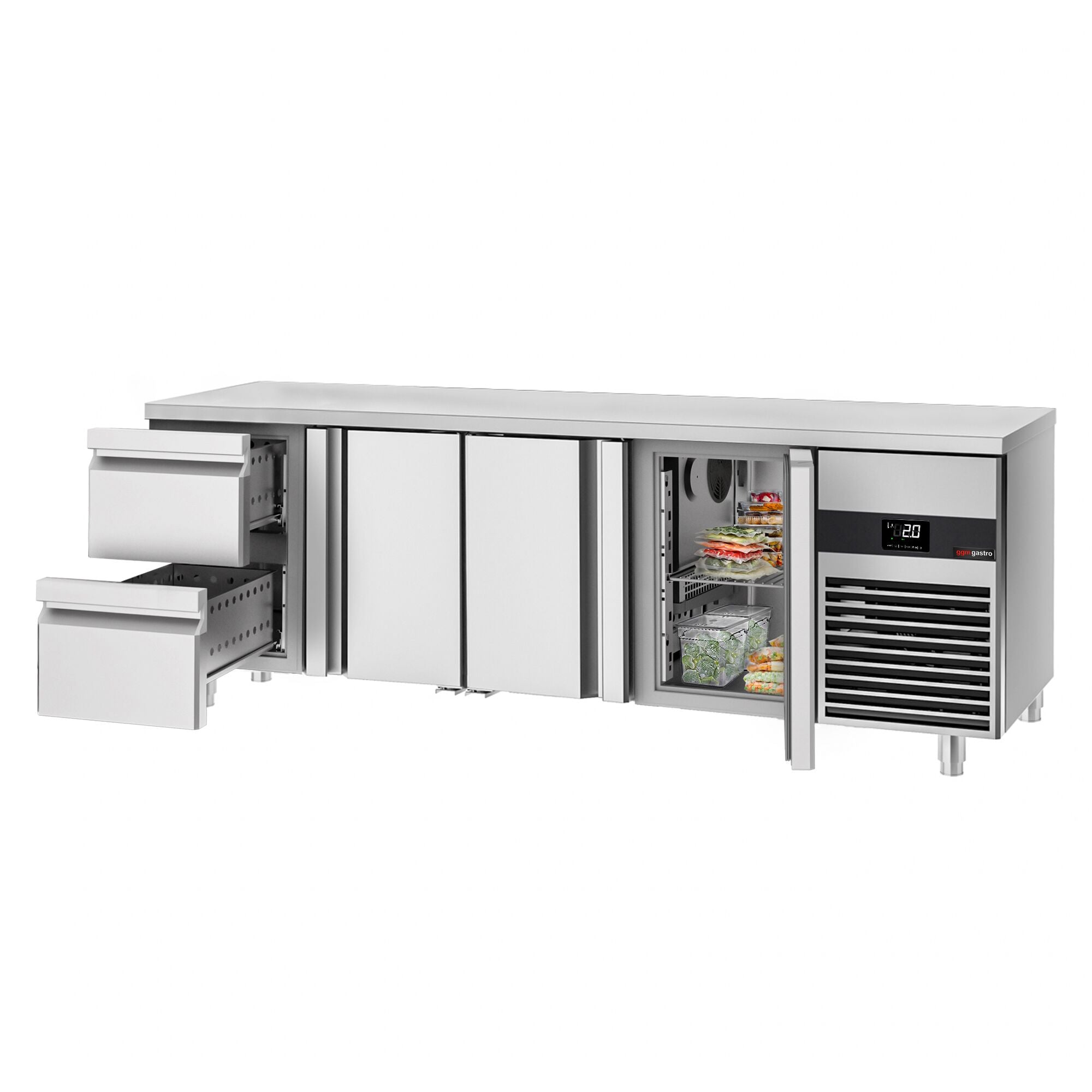 Cooling counter premium - 2330x700mm - 3 doors & 2 drawers