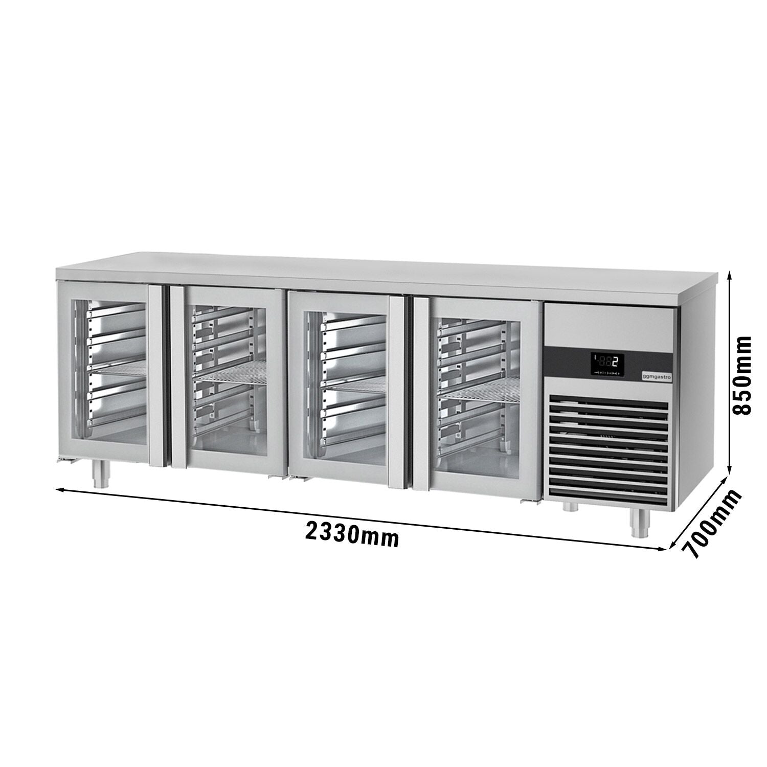 Cooled counter premium -2300x700mm - 4 glass doors