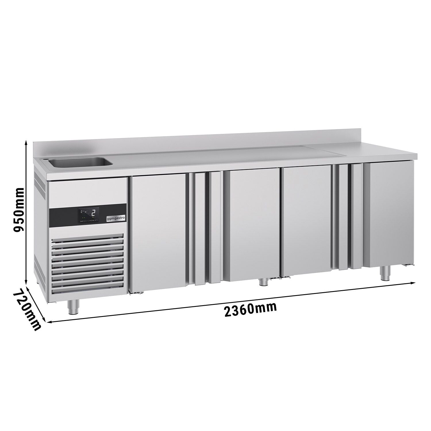 Cooling counter premıum - 2360x700mm - 4 doors, 1 left evyeli & back
