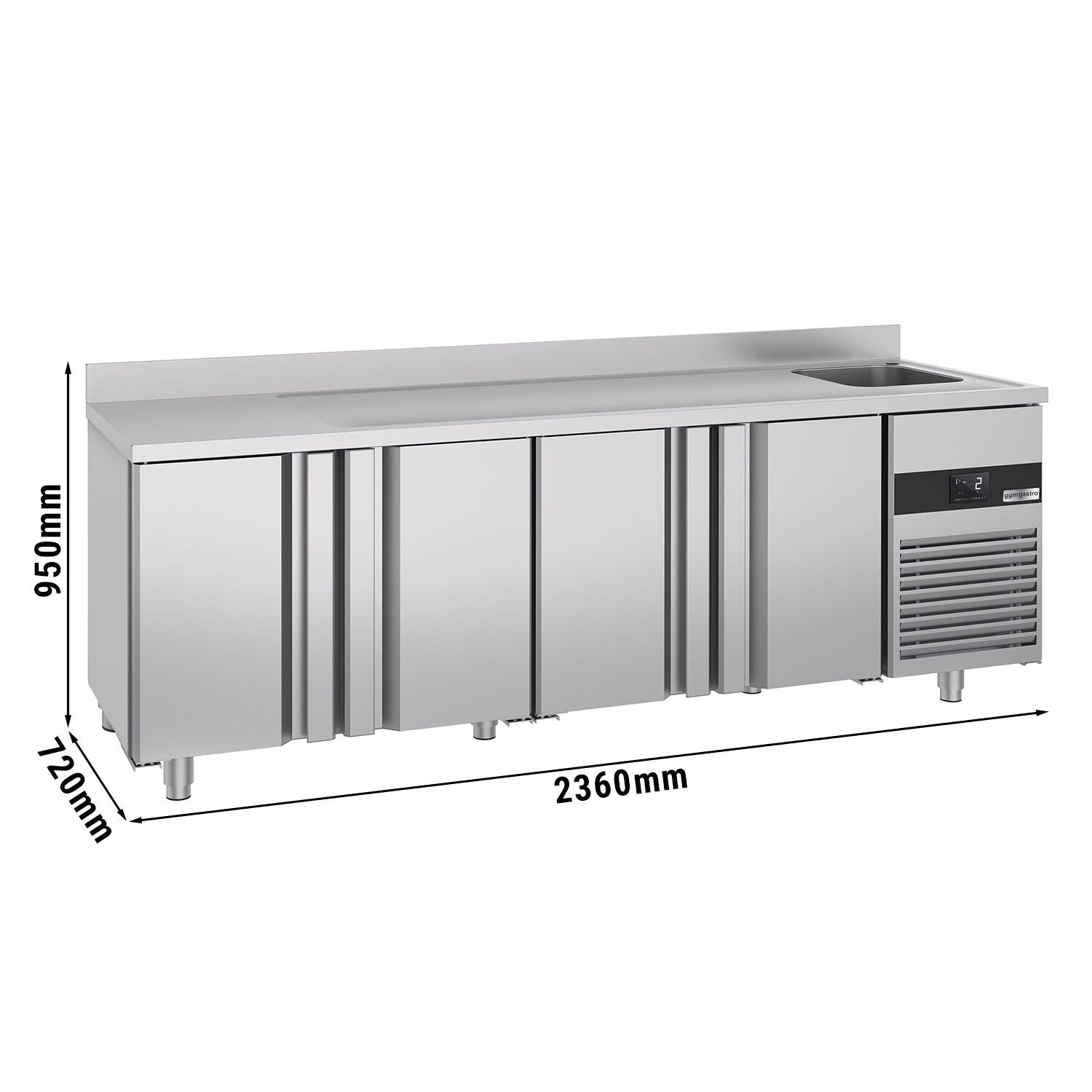 Cooling counter premıum - 2360x700mm - 4 doors, 1 right evyeli & back