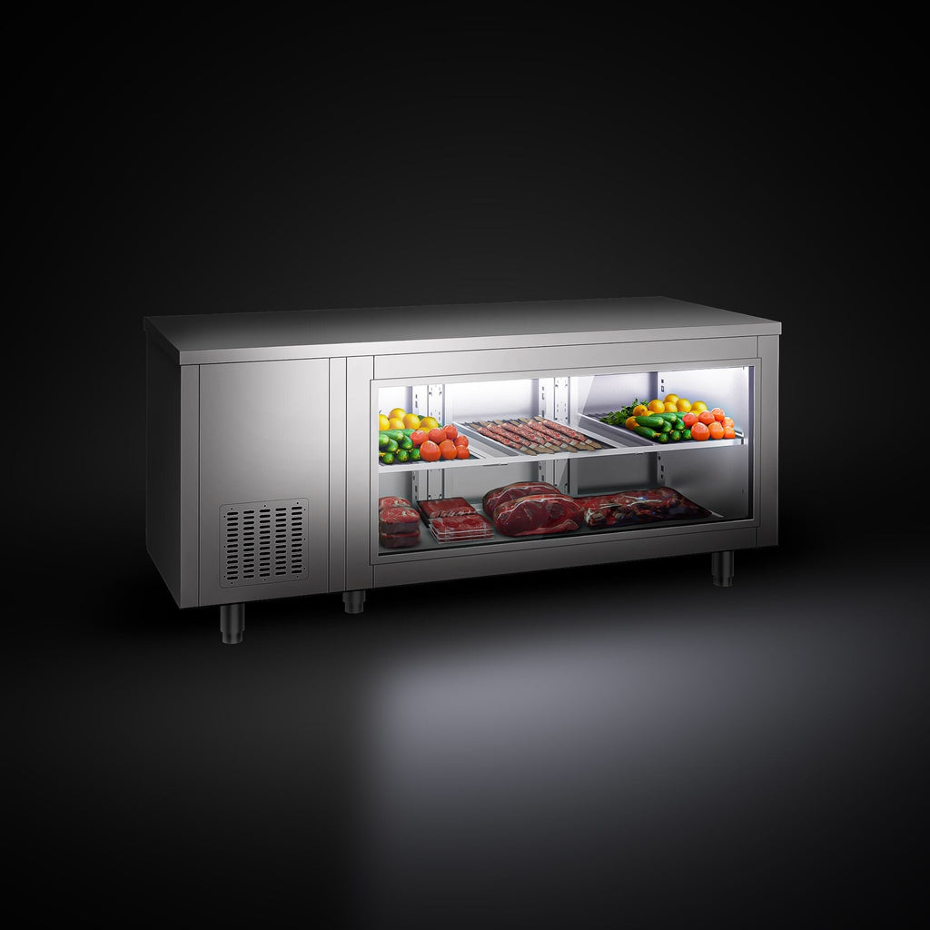 Cooled counter - 1800x700 mm - 3 rear door - front glass with glass