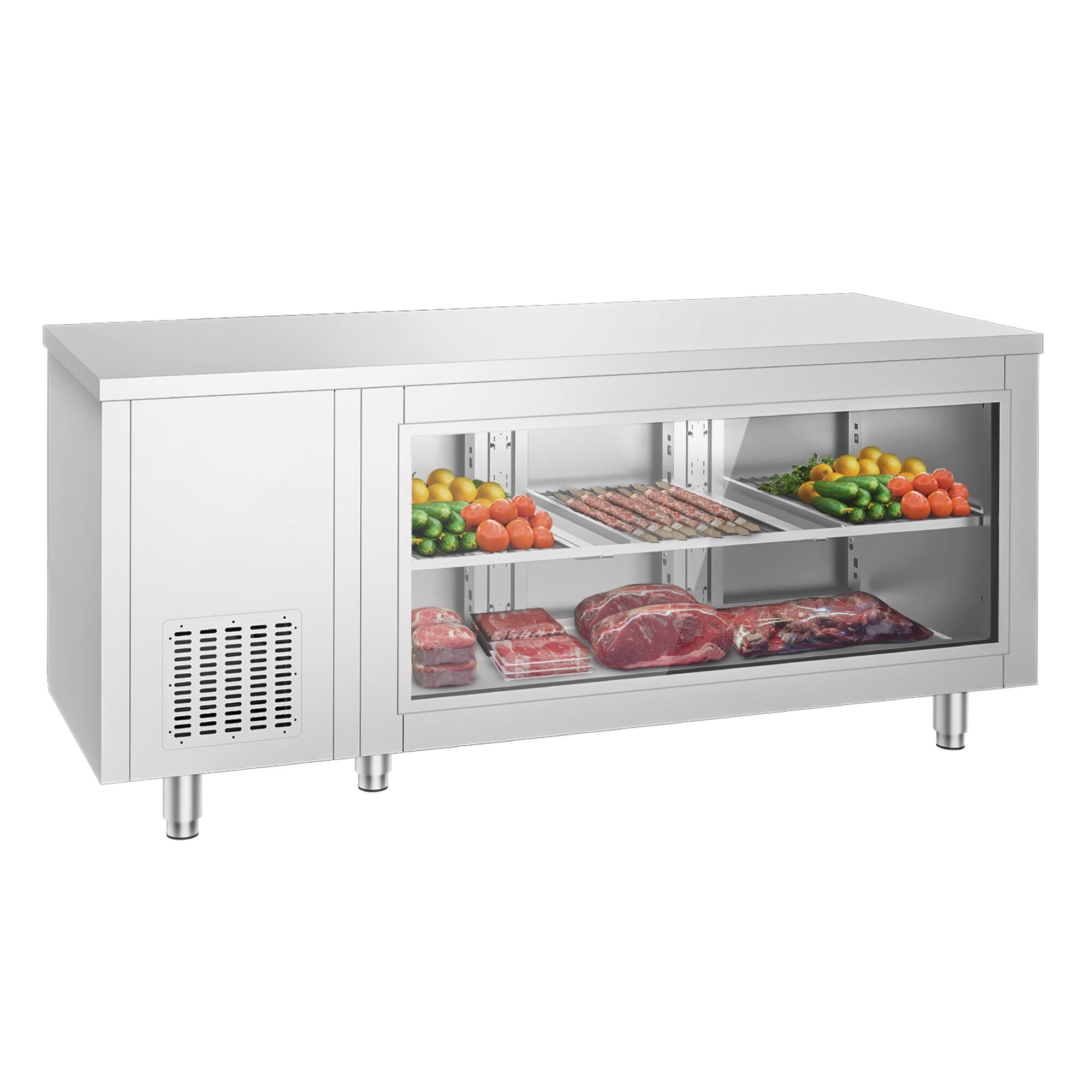 Cooled counter - 1800x700 mm - 3 rear door - front glass with glass