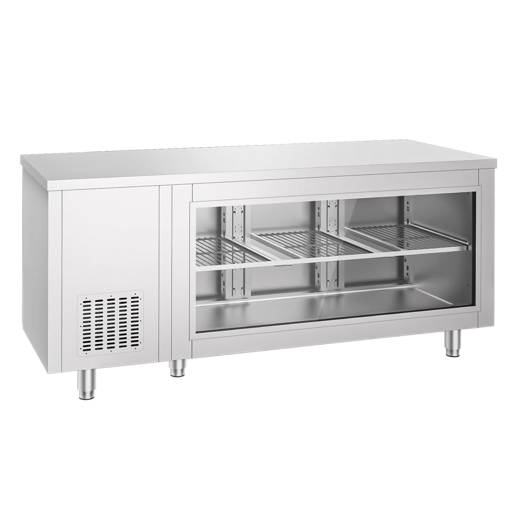 Cooled counter - 1800x700 mm - 3 rear door - front glass with glass