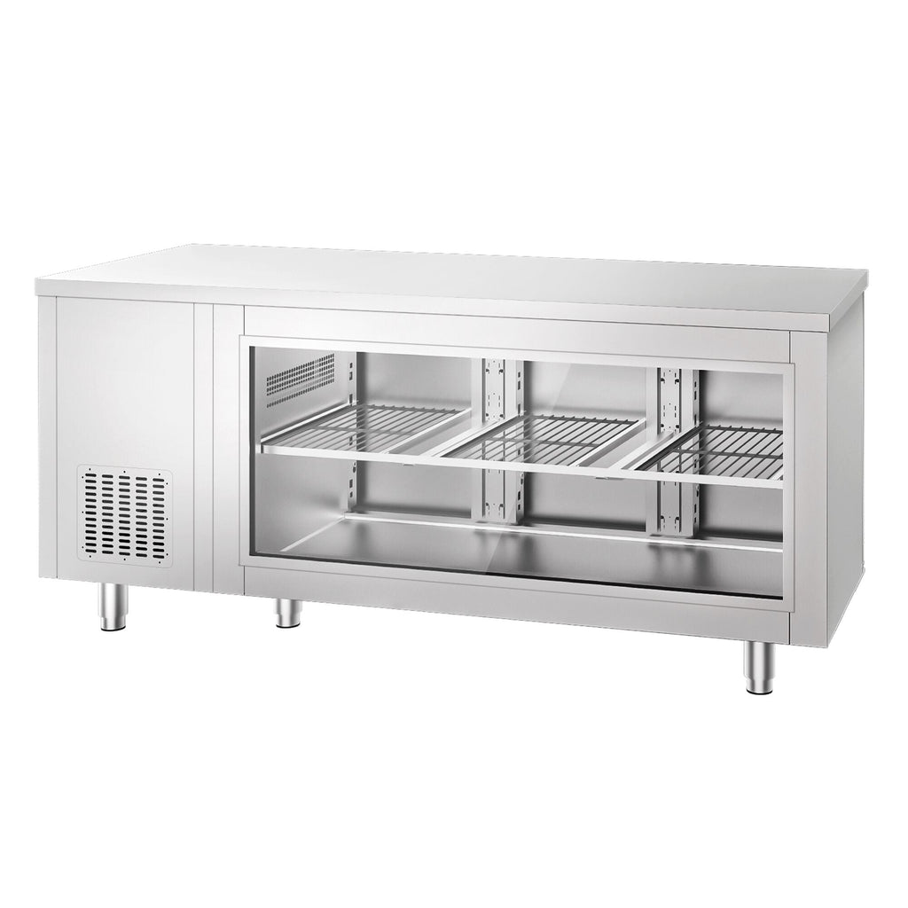 Cooled counter - 1800x700 mm - 3 rear door - front glass with glass