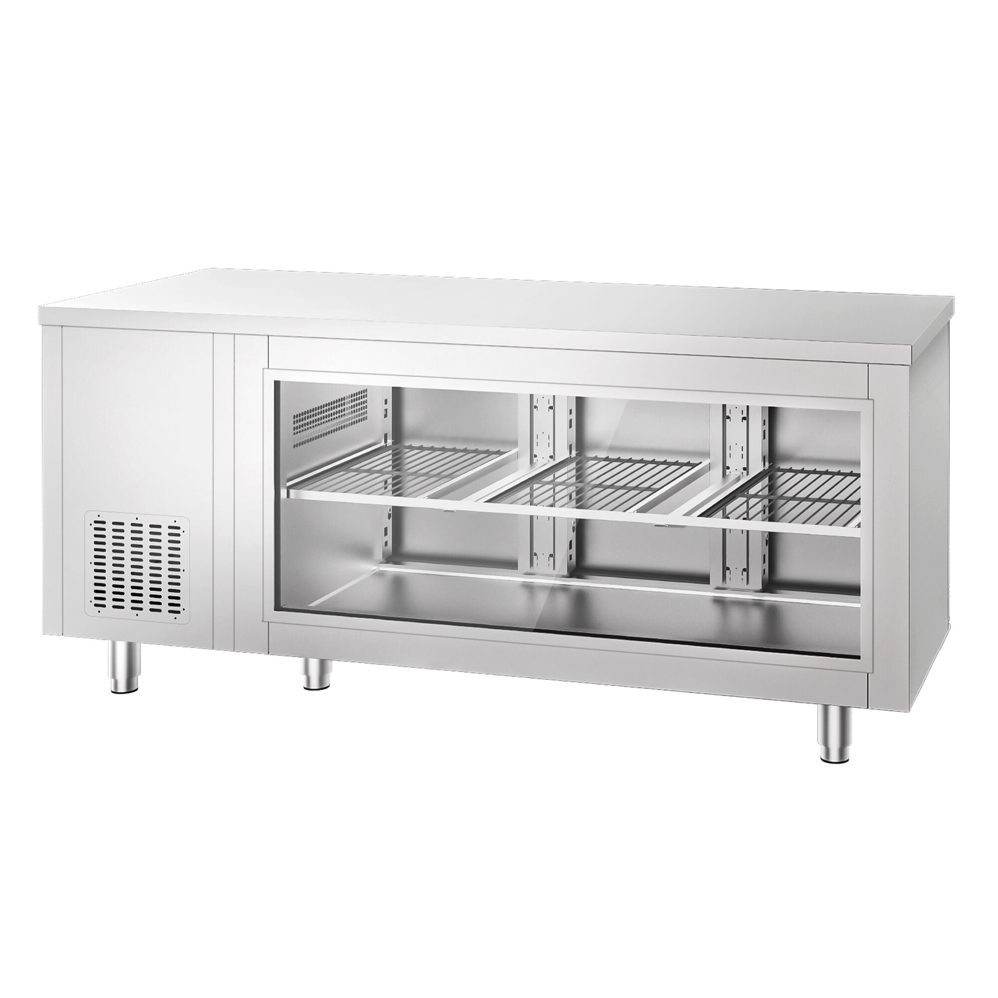 Cooled counter - 1800x700 mm - 3 rear door - front glass with glass