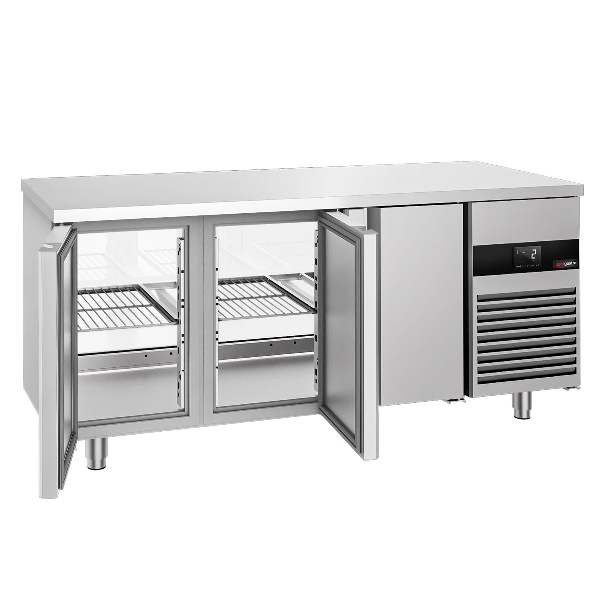 Cooled counter - 1800x700 mm - 3 rear door - front glass with glass