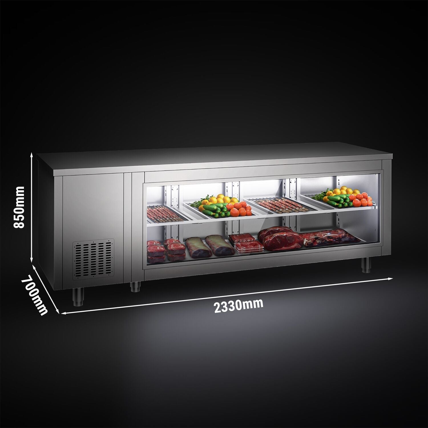 Cooled counter- 2330x700mm- 4 rear door-