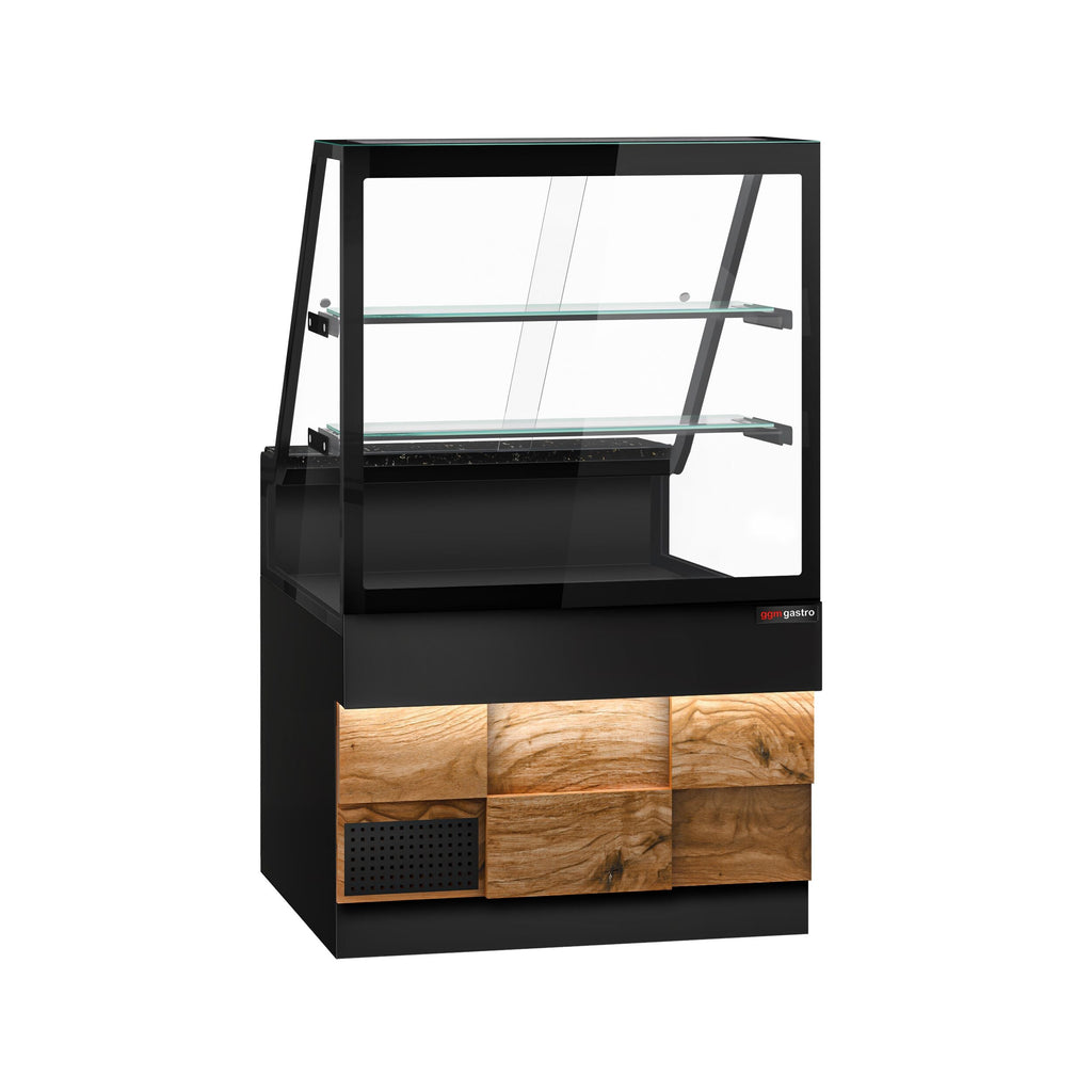 Cooling Showcase Toronto -1000mm -Ahshap front panel - 2 shelves - black granite work machine
