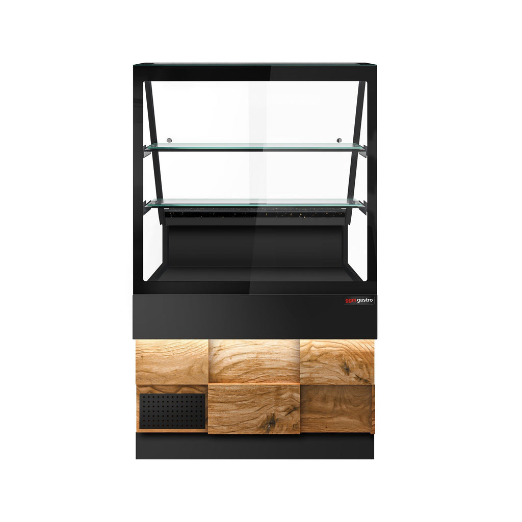 Cooling Showcase Toronto -1000mm -Ahshap front panel - 2 shelves - black granite work machine