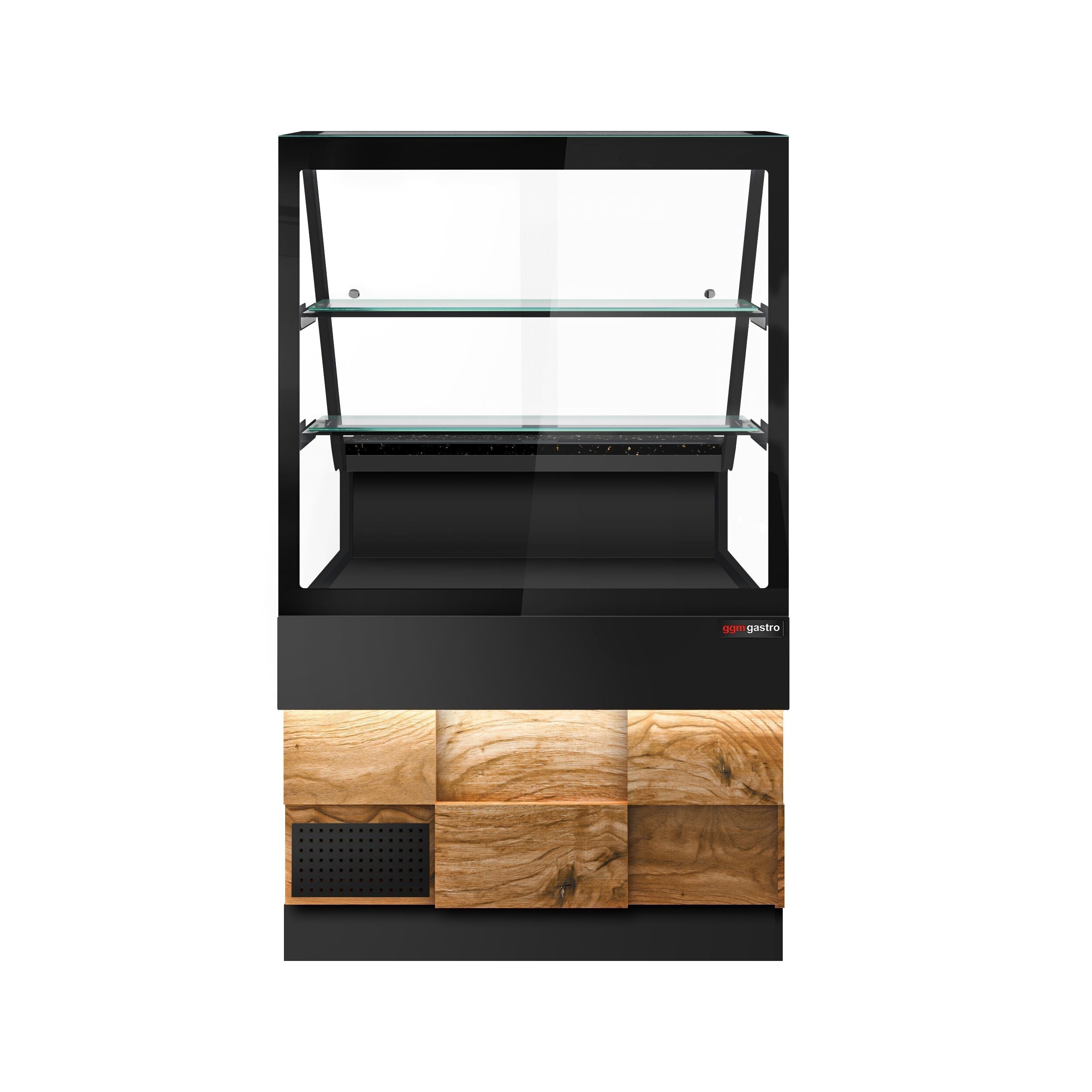 Cooling Showcase Toronto -1000mm -Ahshap front panel - 2 shelves - black granite work machine