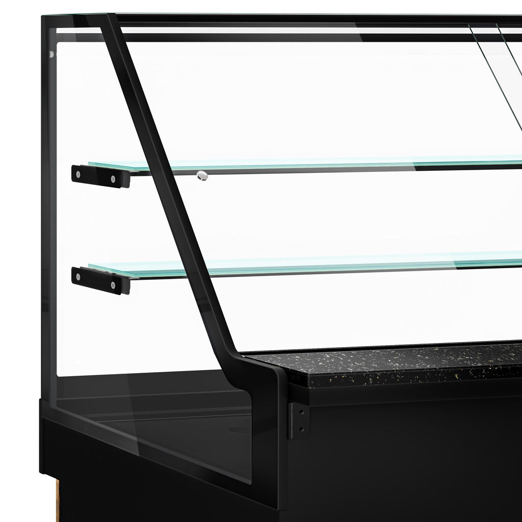 Cooling Showcase Toronto -1000mm -Ahshap front panel - 2 shelves - black granite work machine