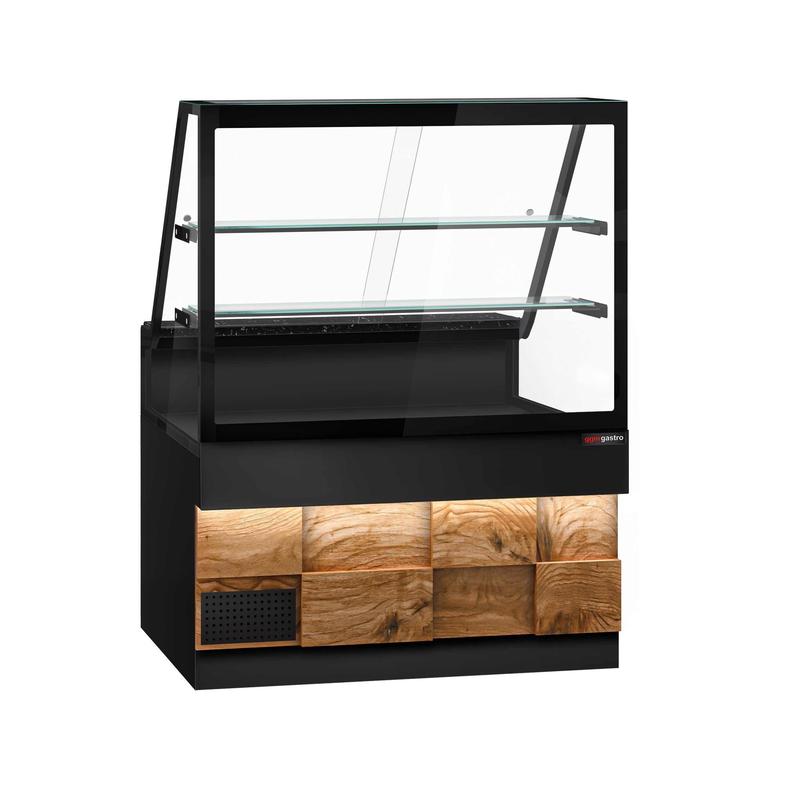Cooling Showcase Toronto- 1300mm - Wooden Front Panel - 2 Shelves - Black Granite Working Call
