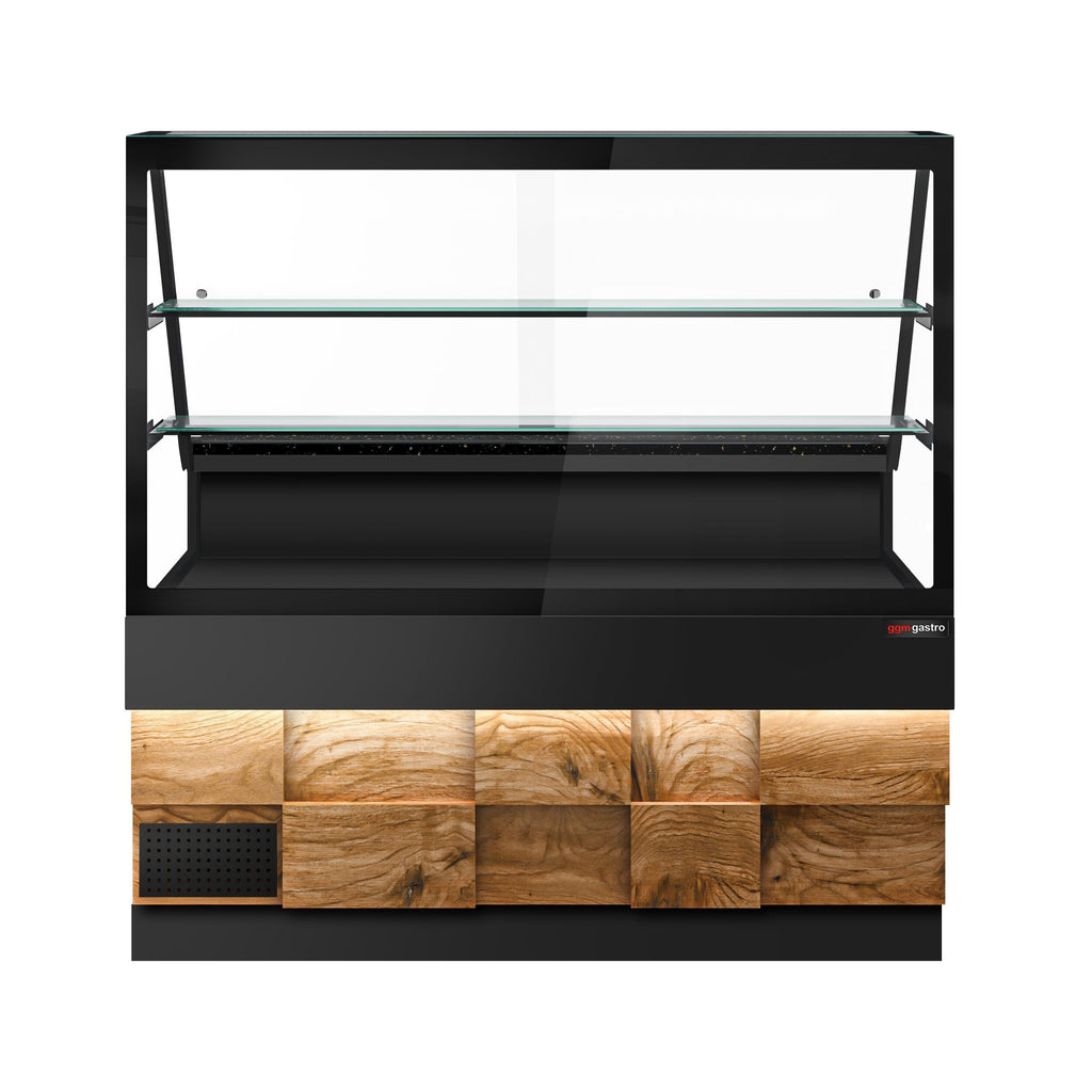 Cooled Showcase Toronto- 1600mm - Wooden Front Panel - 2 Shelves - Black Granite Working Call
