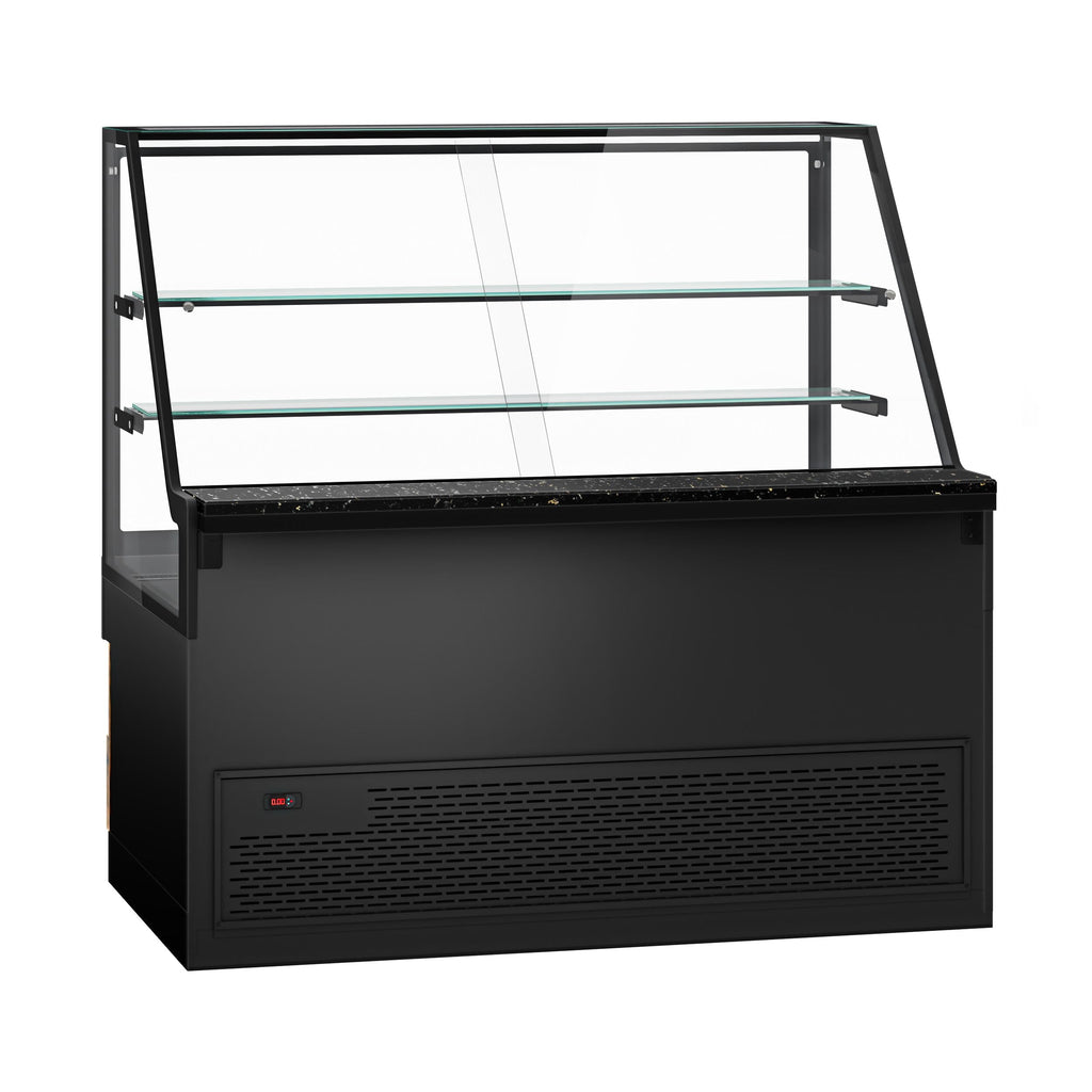 Cooled Showcase Toronto- 1600mm - Wooden Front Panel - 2 Shelves - Black Granite Working Call