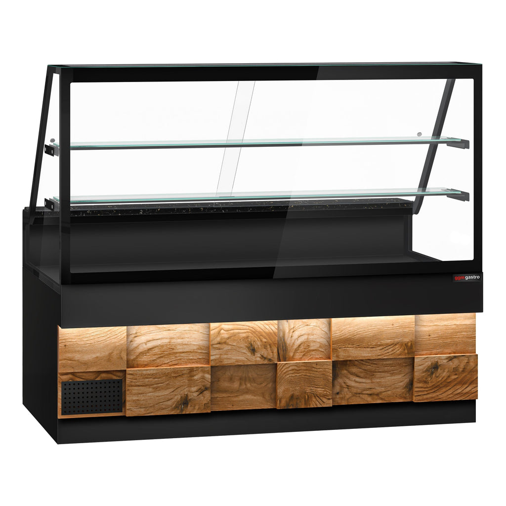 Cooled Showcase Toronto- 2000mm - Wooden Front Panel - 2 Shelves - Black Granite Working Call