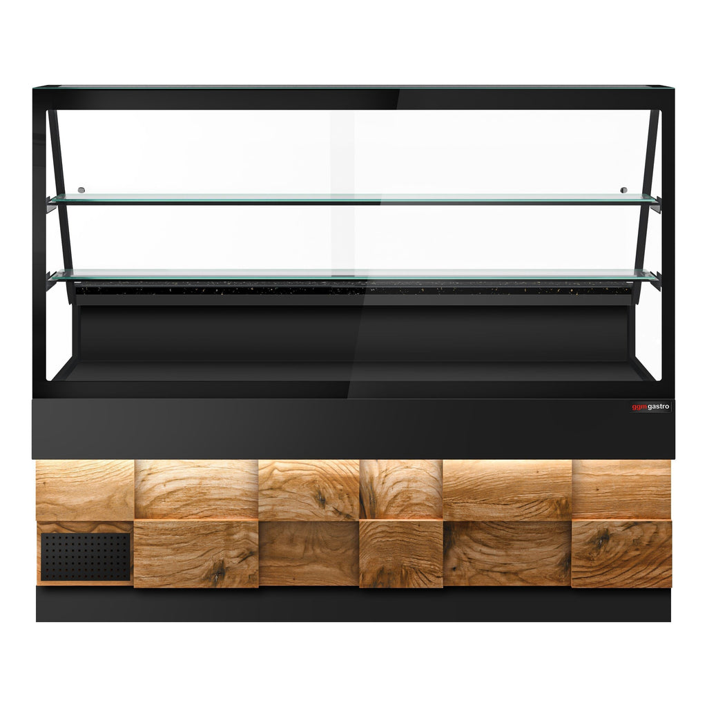 Cooled Showcase Toronto- 2000mm - Wooden Front Panel - 2 Shelves - Black Granite Working Call