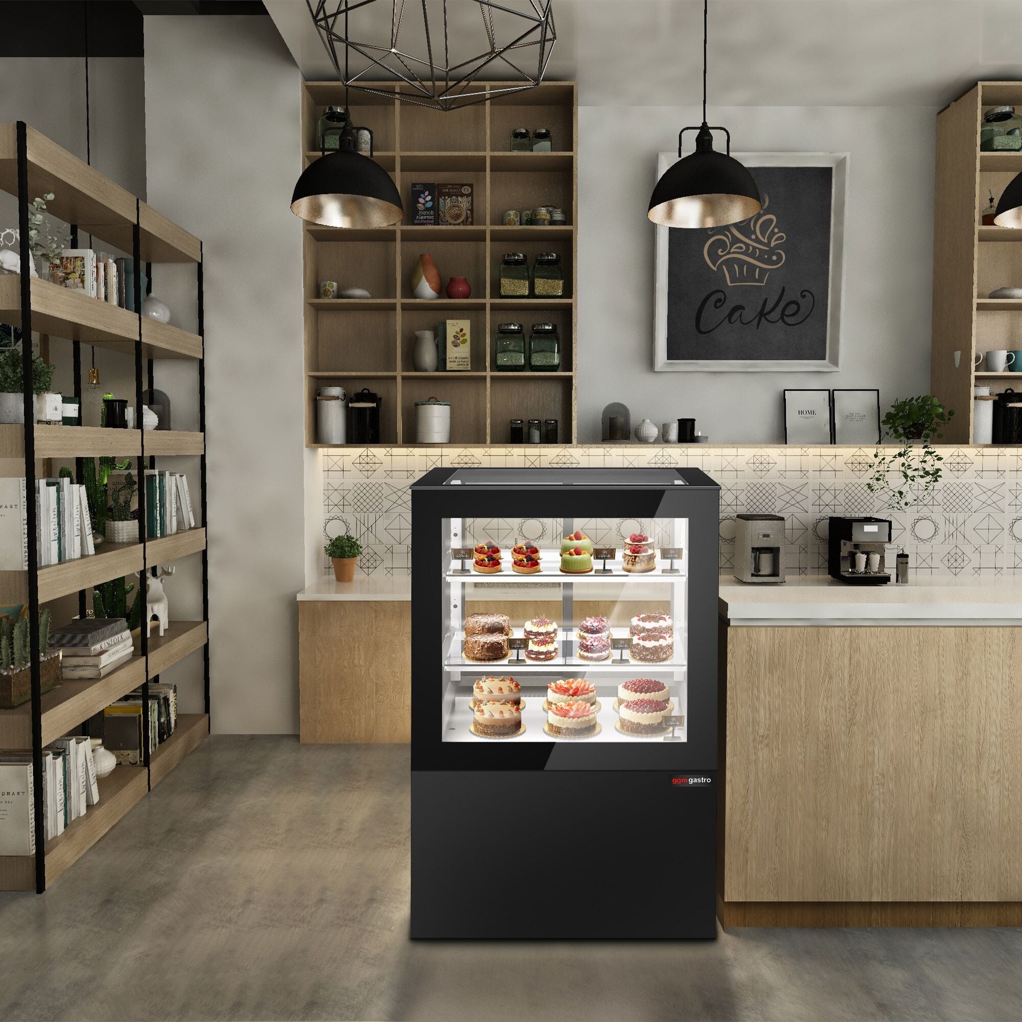 Cake display cabinet - 810mm - LED lighting & 2 shelves