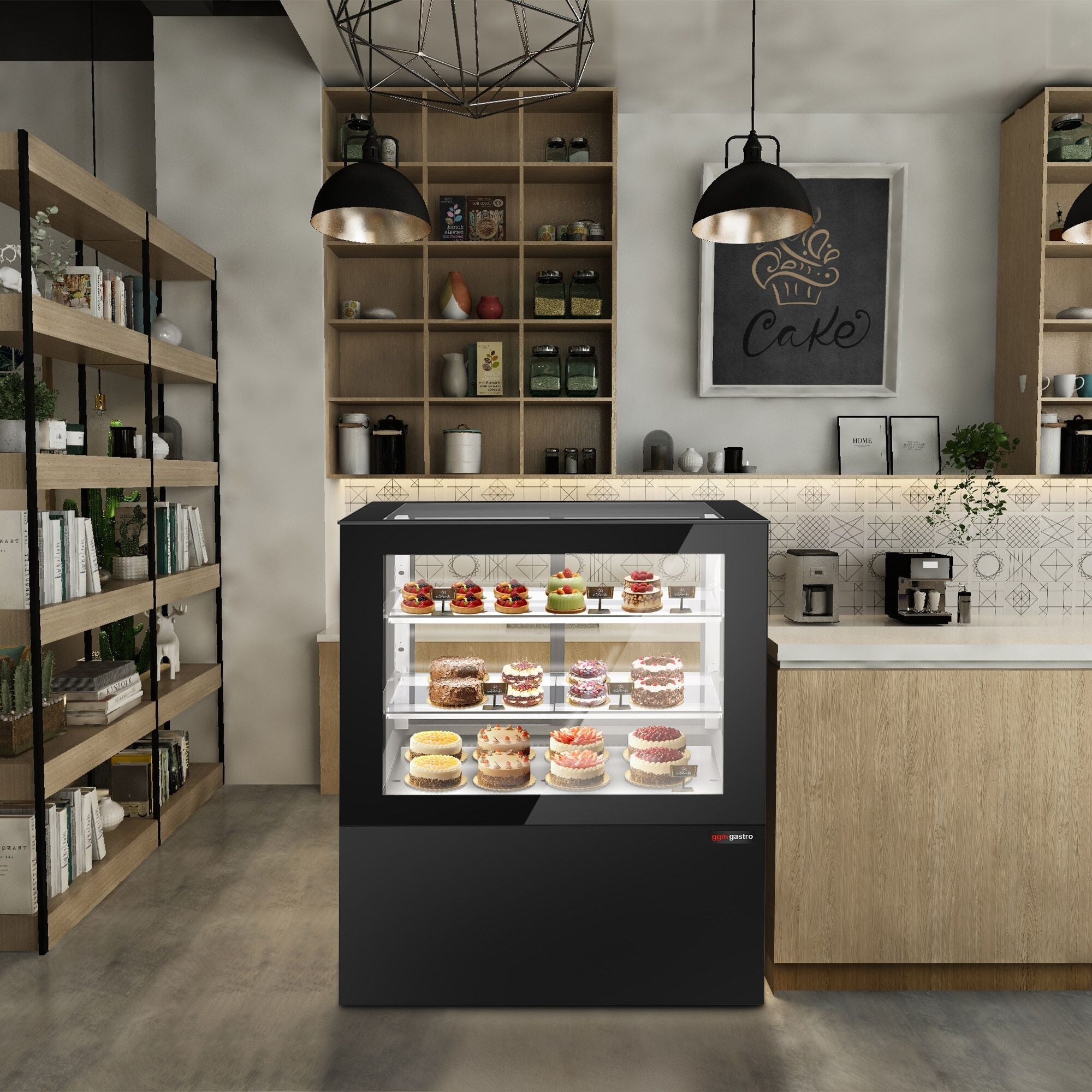 Cake display cabinet - 1610mm - LED lighting & 2 shelves